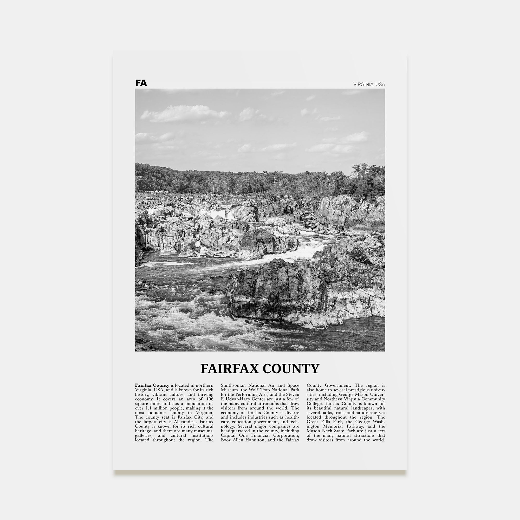 Fairfax County Travel B&W Poster