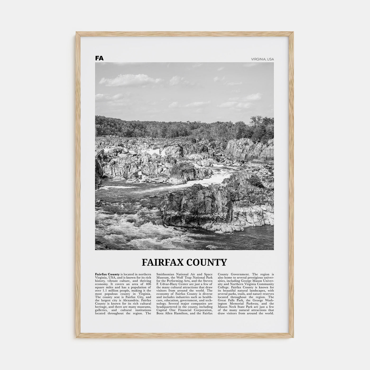 Fairfax County Travel B&W Poster