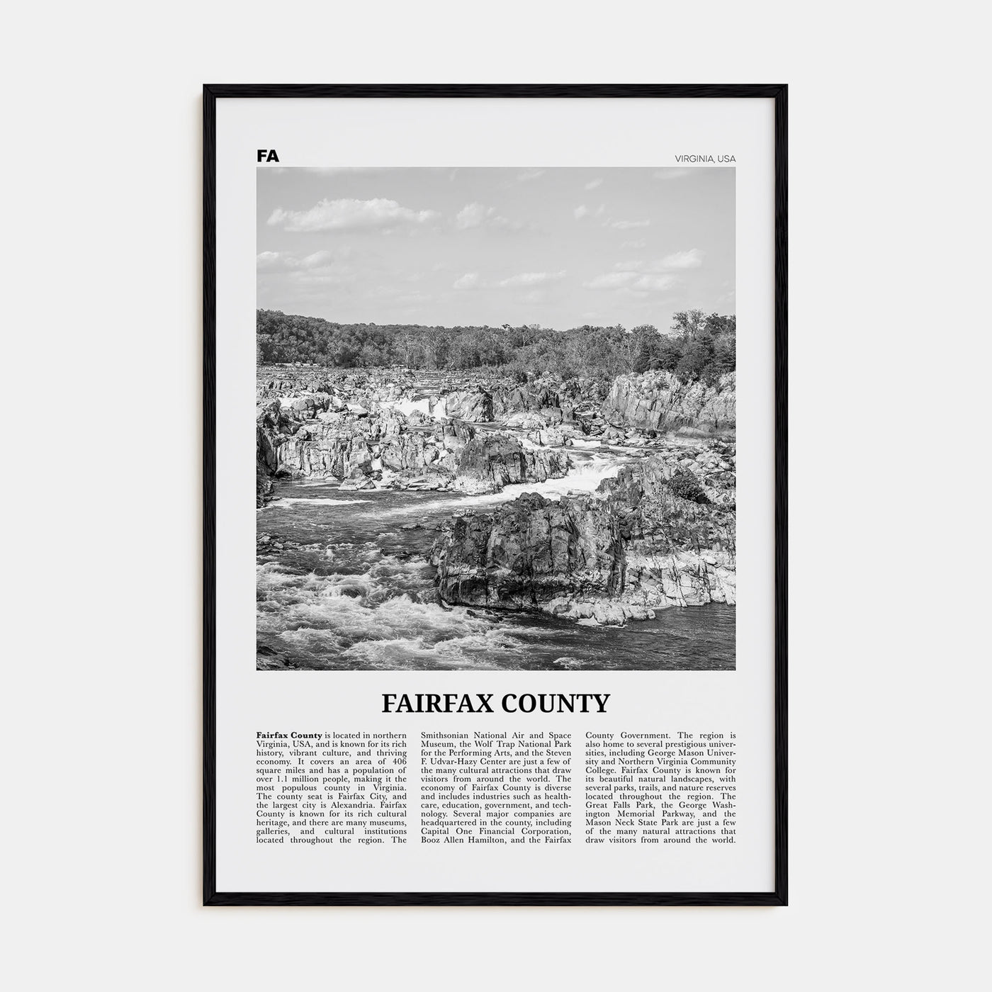 Fairfax County Travel B&W Poster