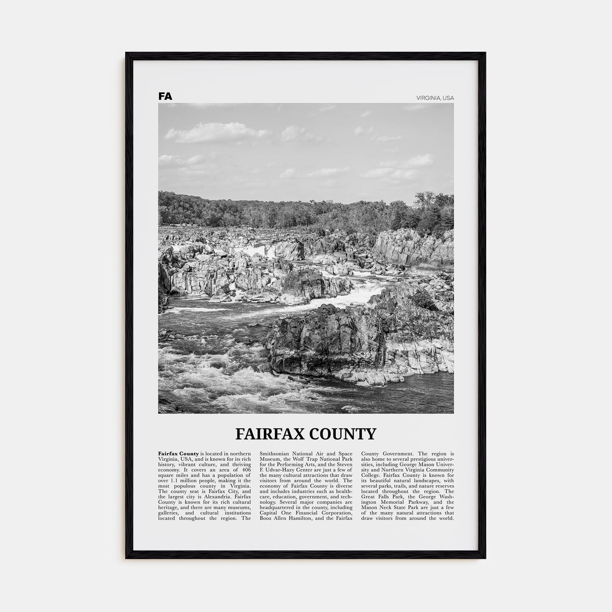 Fairfax County Travel B&W Poster
