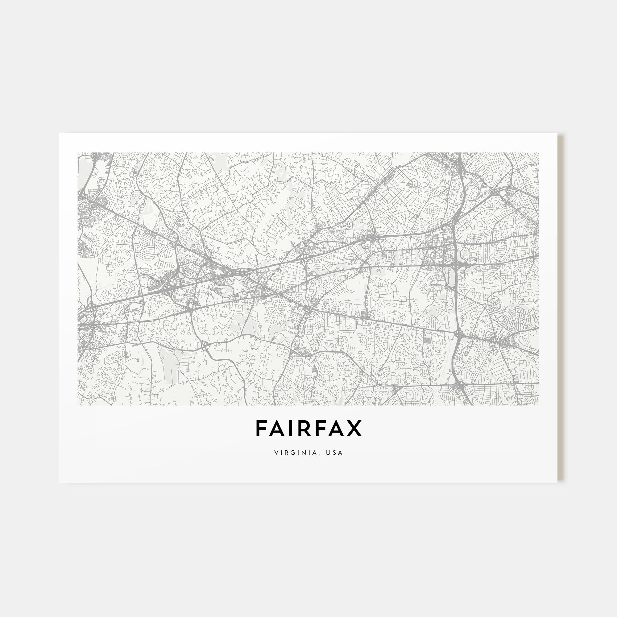 Fairfax, Virginia Map Landscape Poster
