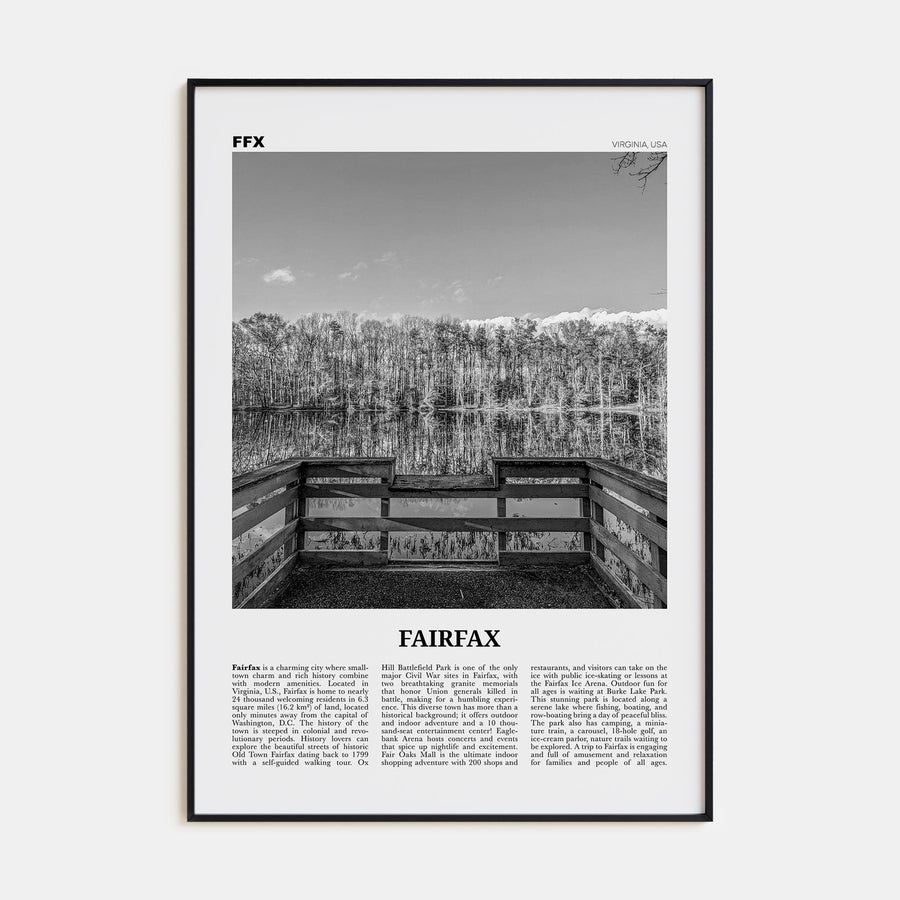 Fairfax, Virginia Travel B&W Poster