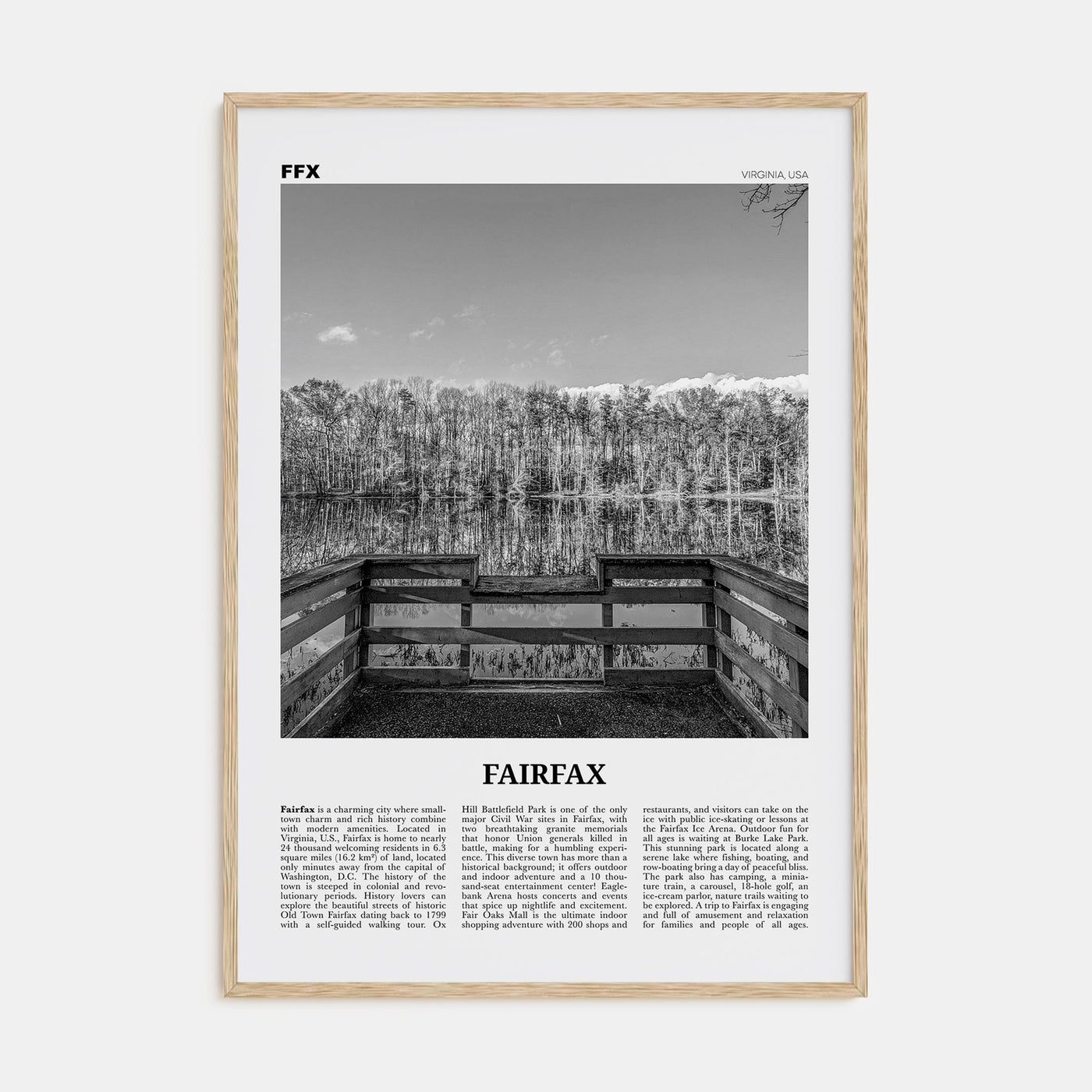 Fairfax, Virginia Travel B&W Poster