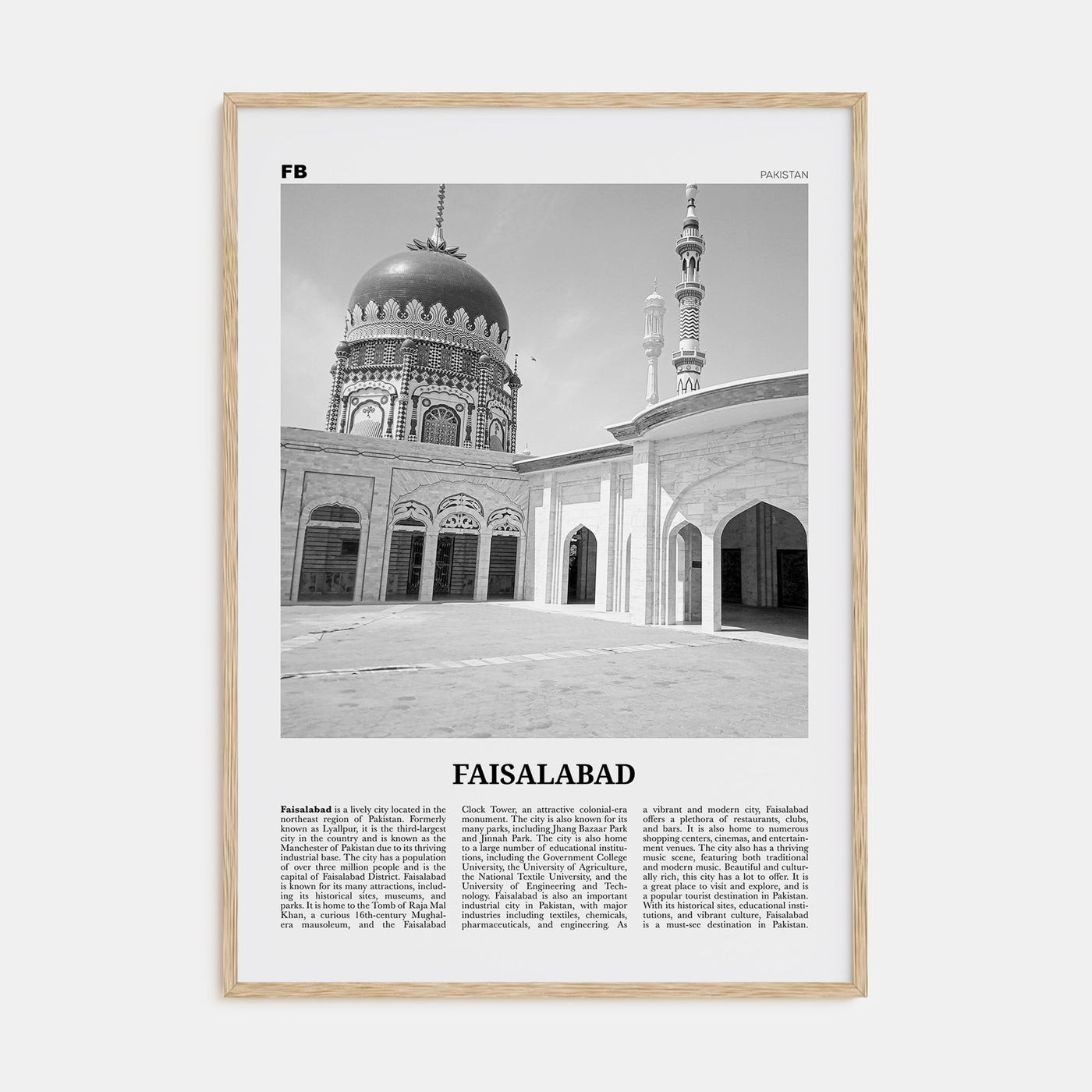 Faisalabad Travel B&W Poster