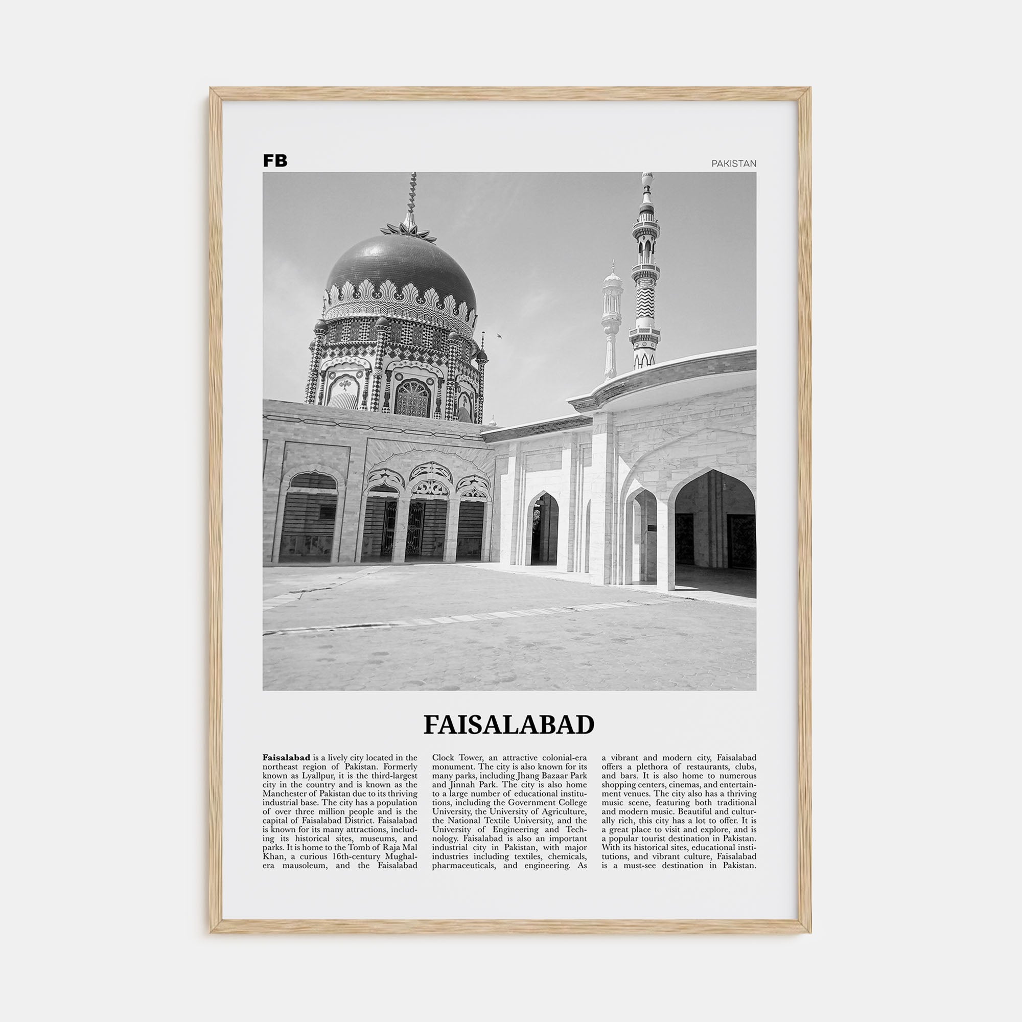Faisalabad Travel B&W Poster