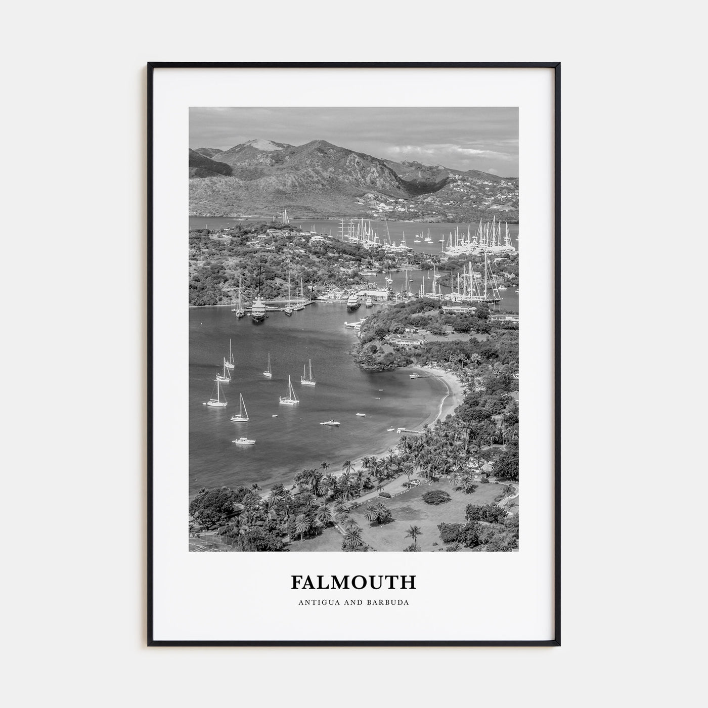 Falmouth, Antigua and Barbuda Portrait B&W Poster