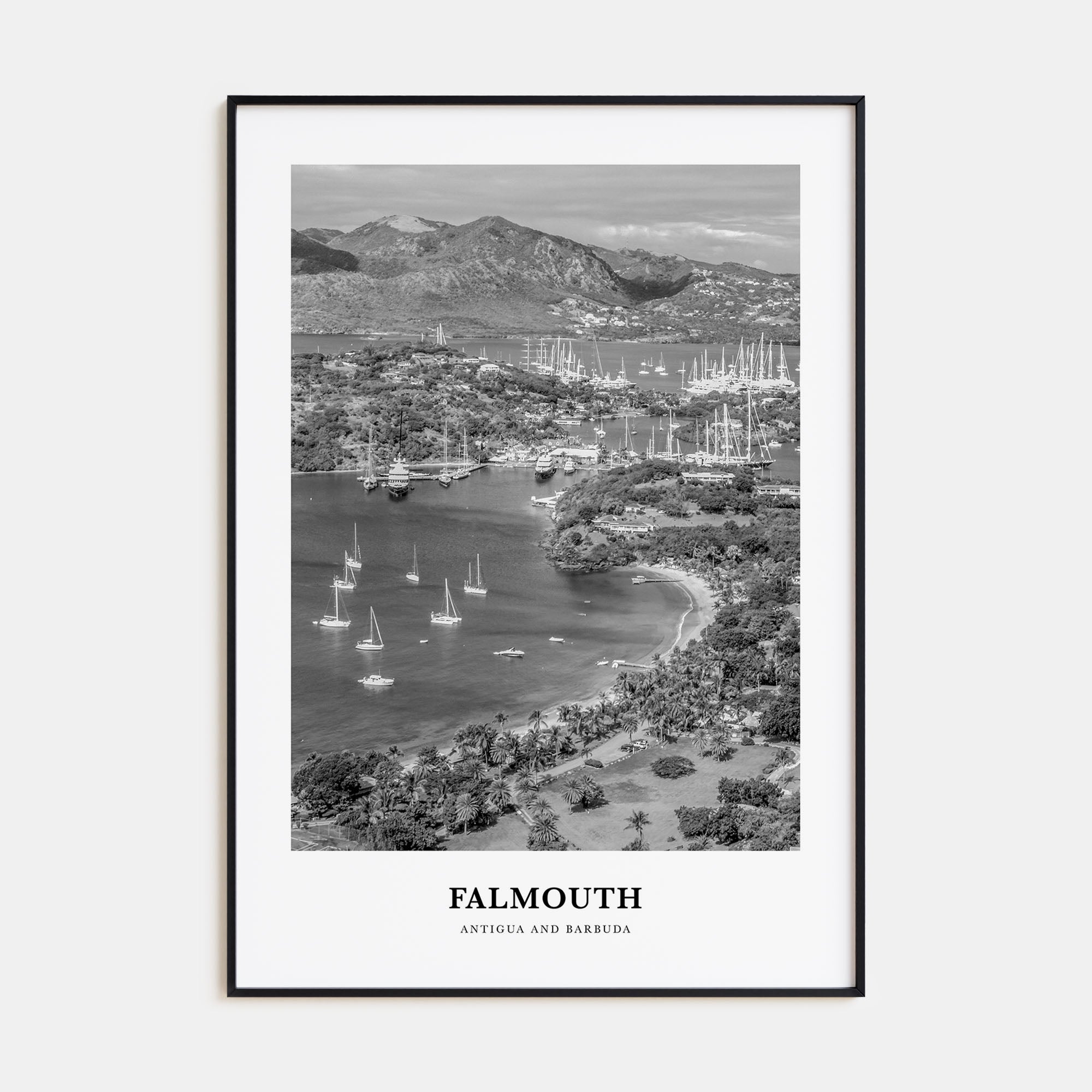 Falmouth, Antigua and Barbuda Portrait B&W Poster