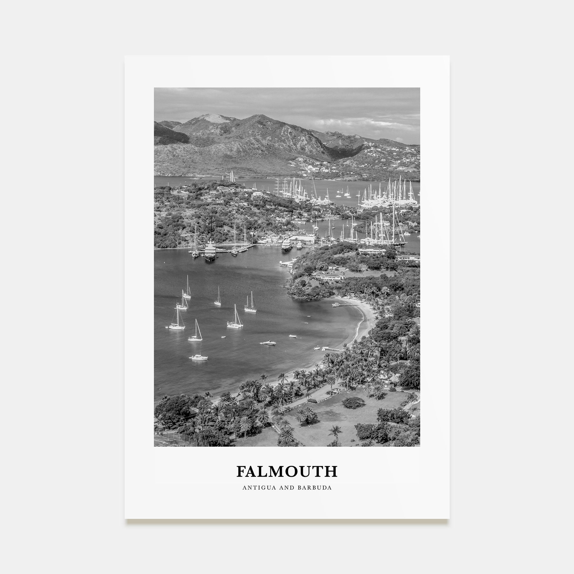 Falmouth, Antigua and Barbuda Portrait B&W Poster