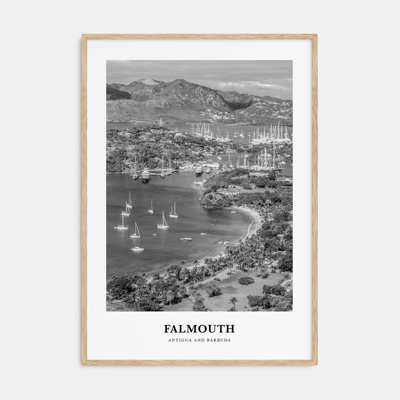 Falmouth, Antigua and Barbuda Portrait B&W Poster