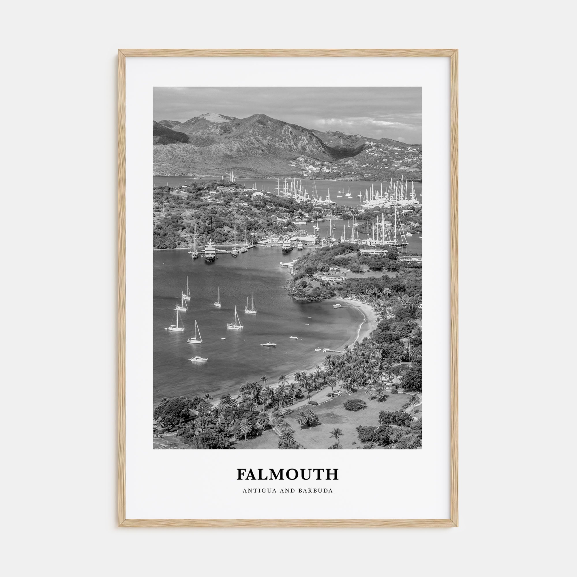 Falmouth, Antigua and Barbuda Portrait B&W Poster