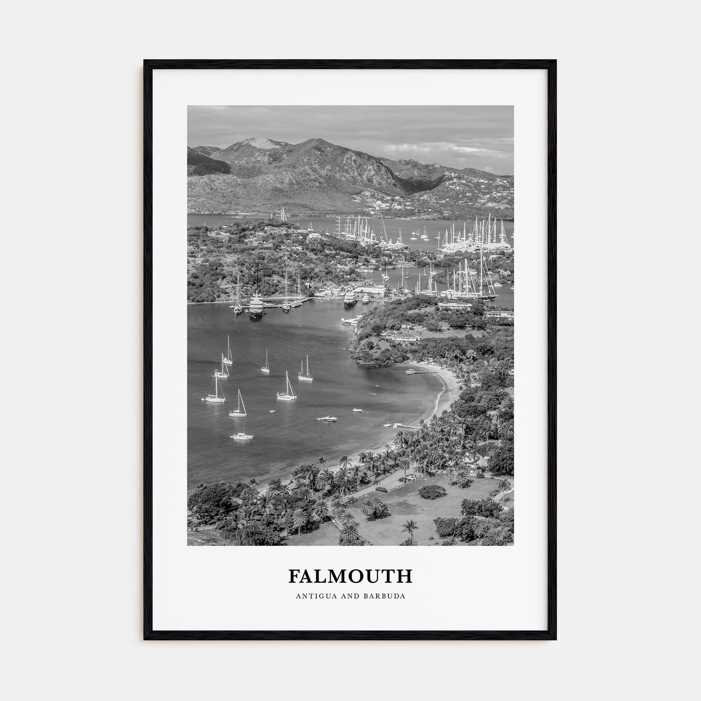 Falmouth, Antigua and Barbuda Portrait B&W Poster