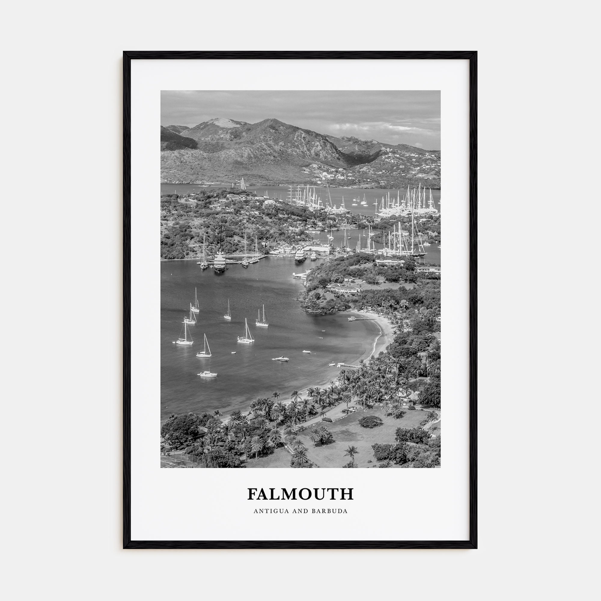Falmouth, Antigua and Barbuda Portrait B&W Poster