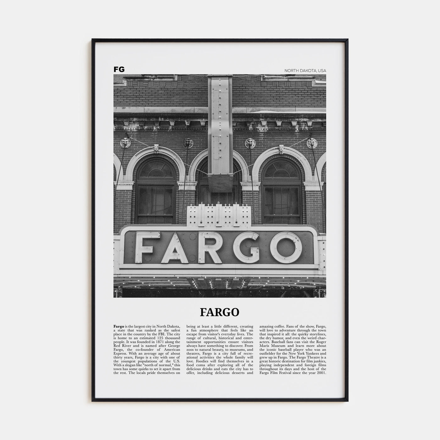 Fargo Travel B&W No 1 Poster