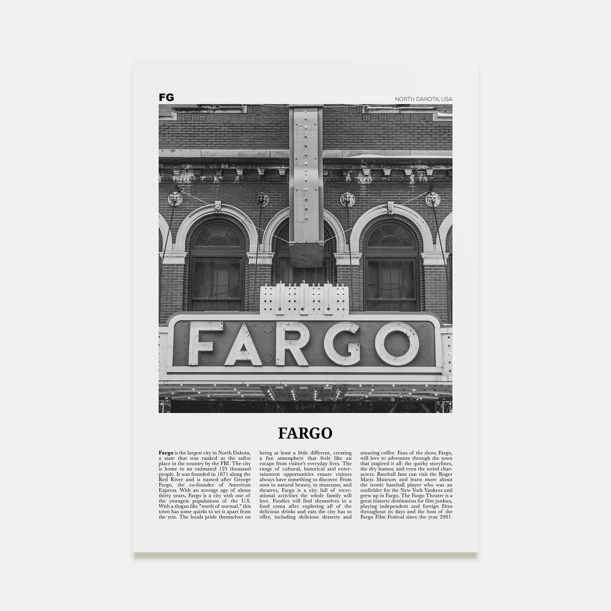 Fargo Travel B&W No 1 Poster