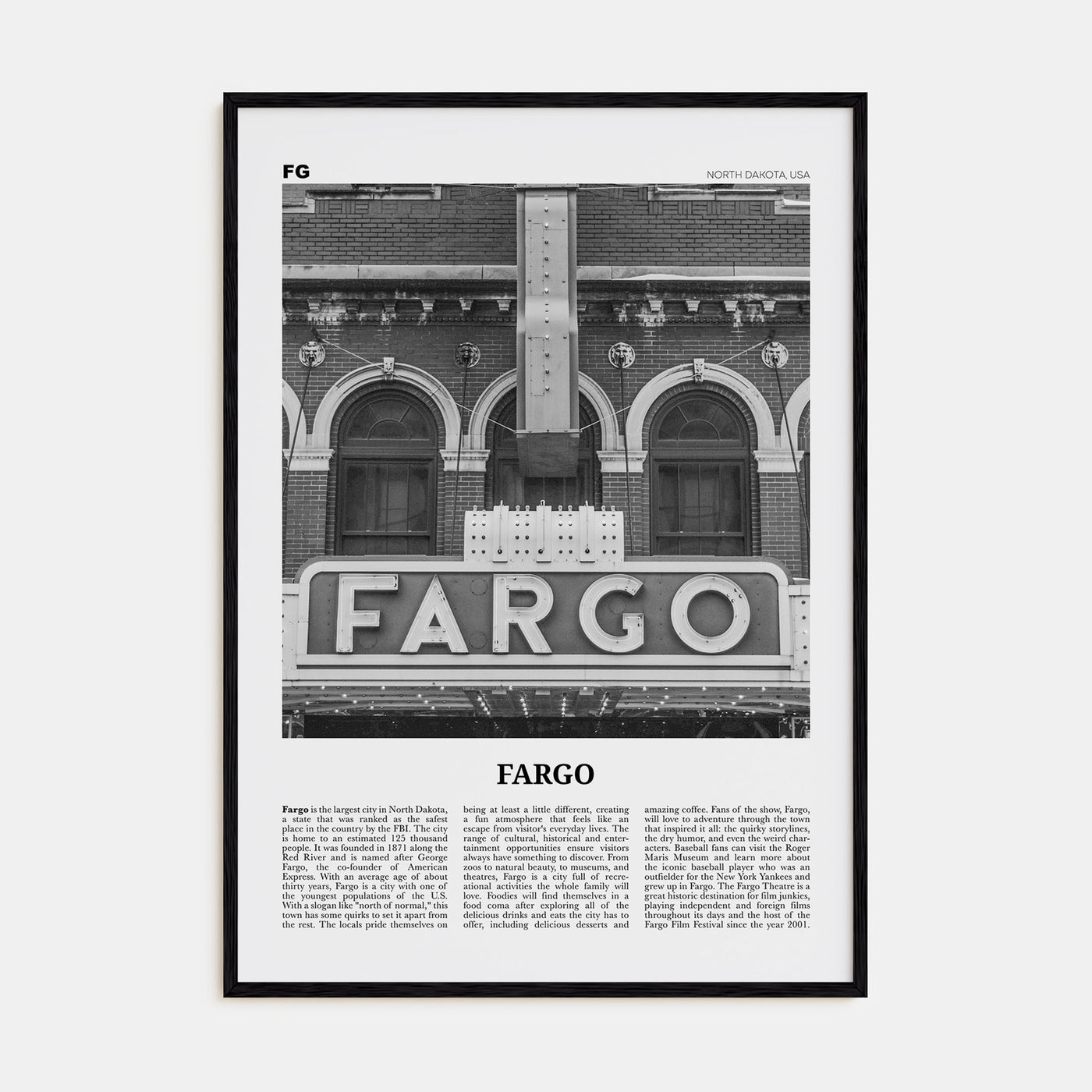 Fargo Travel B&W No 1 Poster