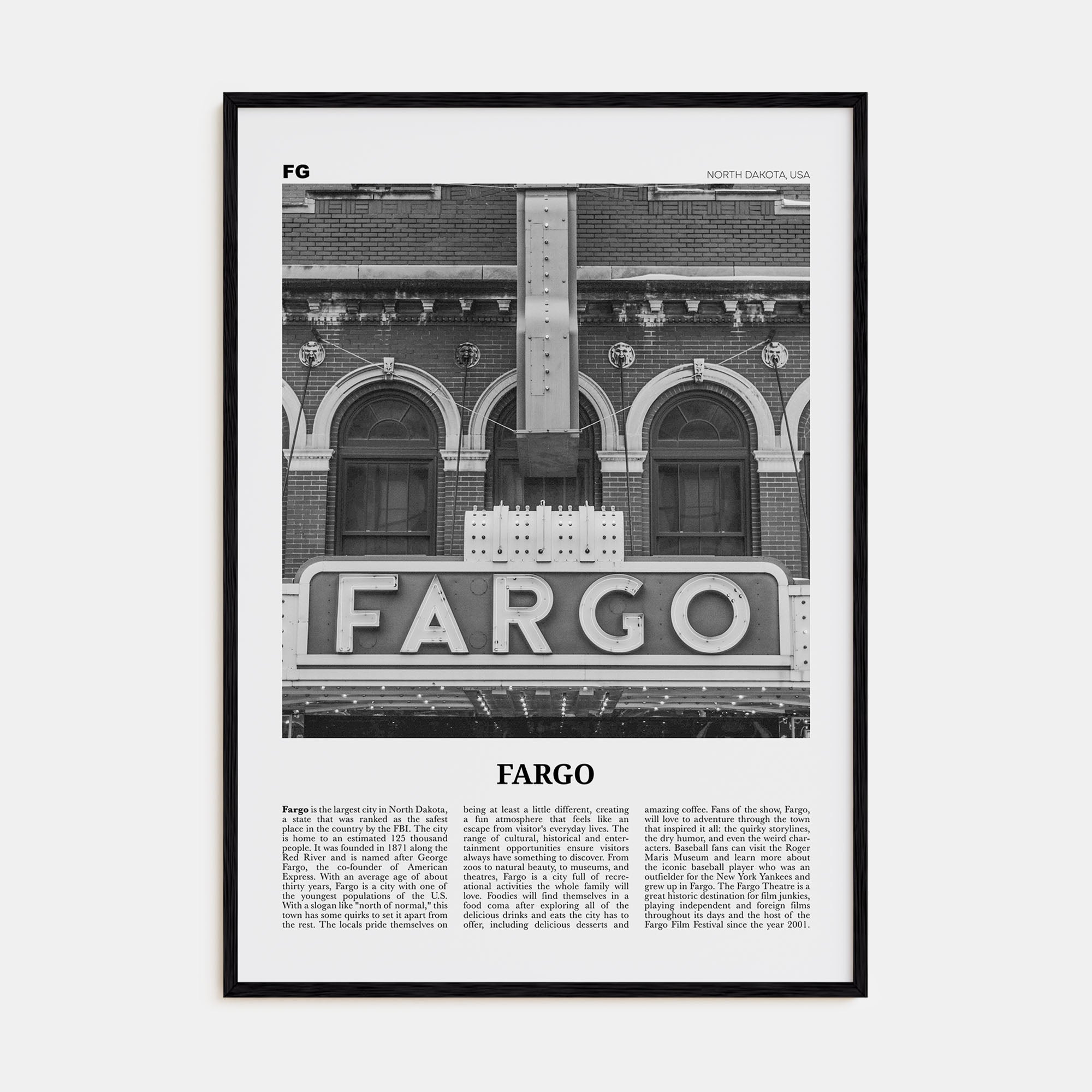 Fargo Travel B&W No 1 Poster