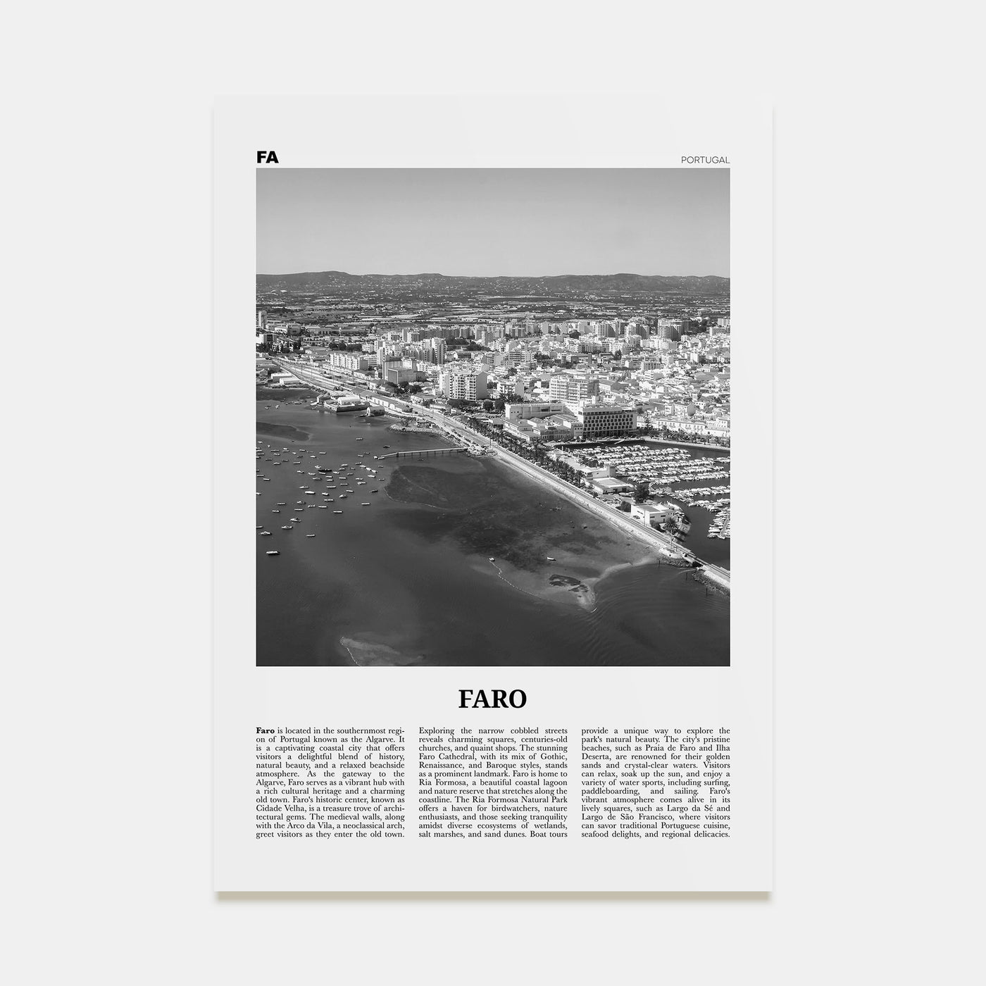 Faro Travel B&W Poster