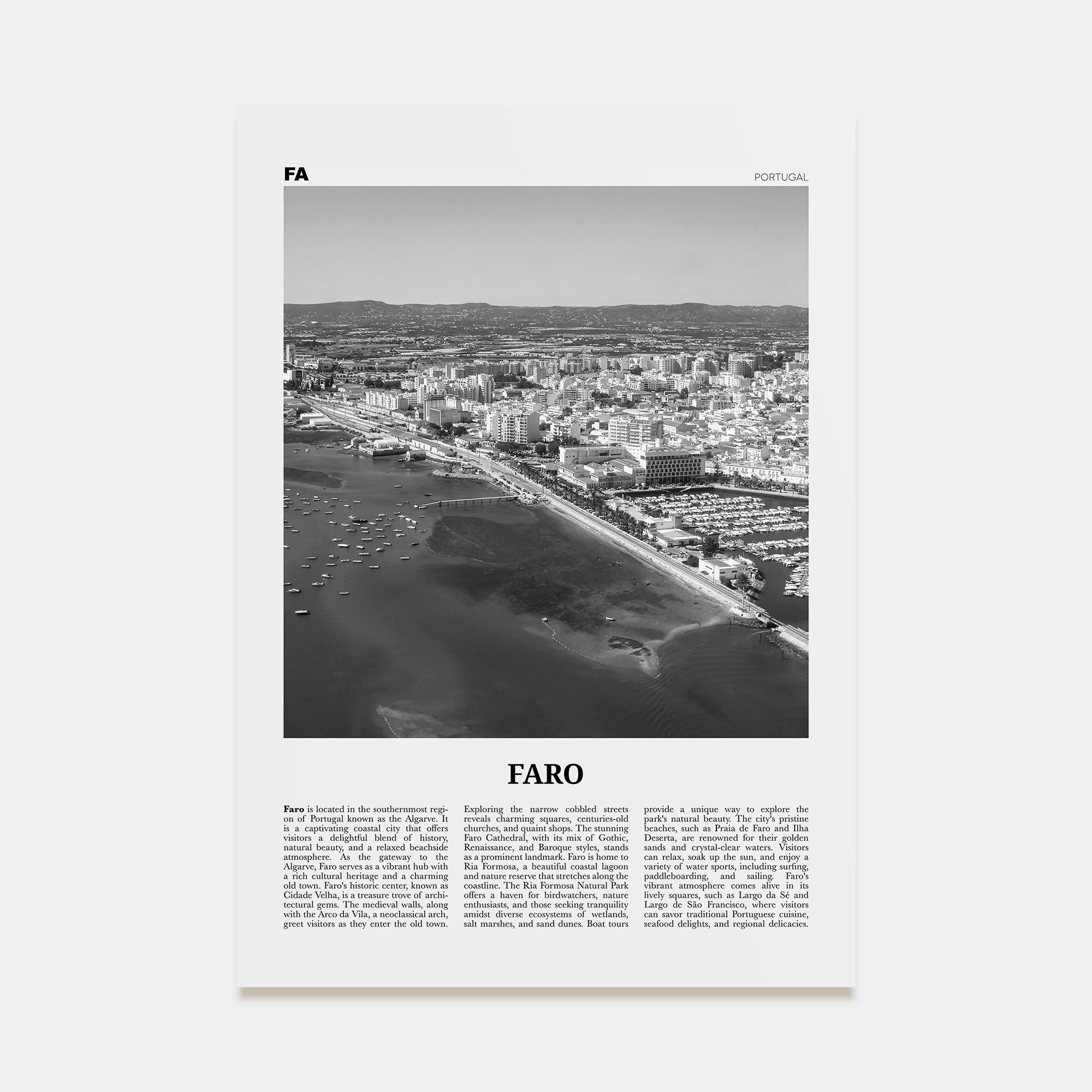 Faro Travel B&W Poster