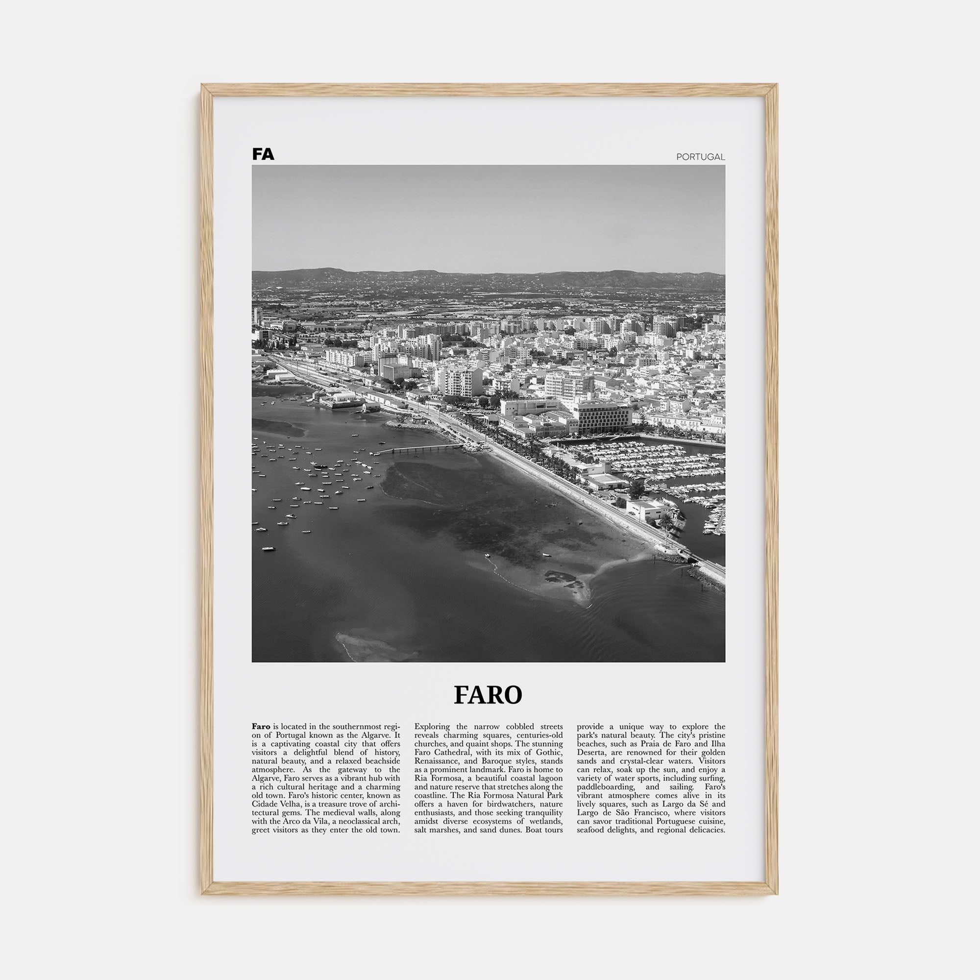 Faro Travel B&W Poster