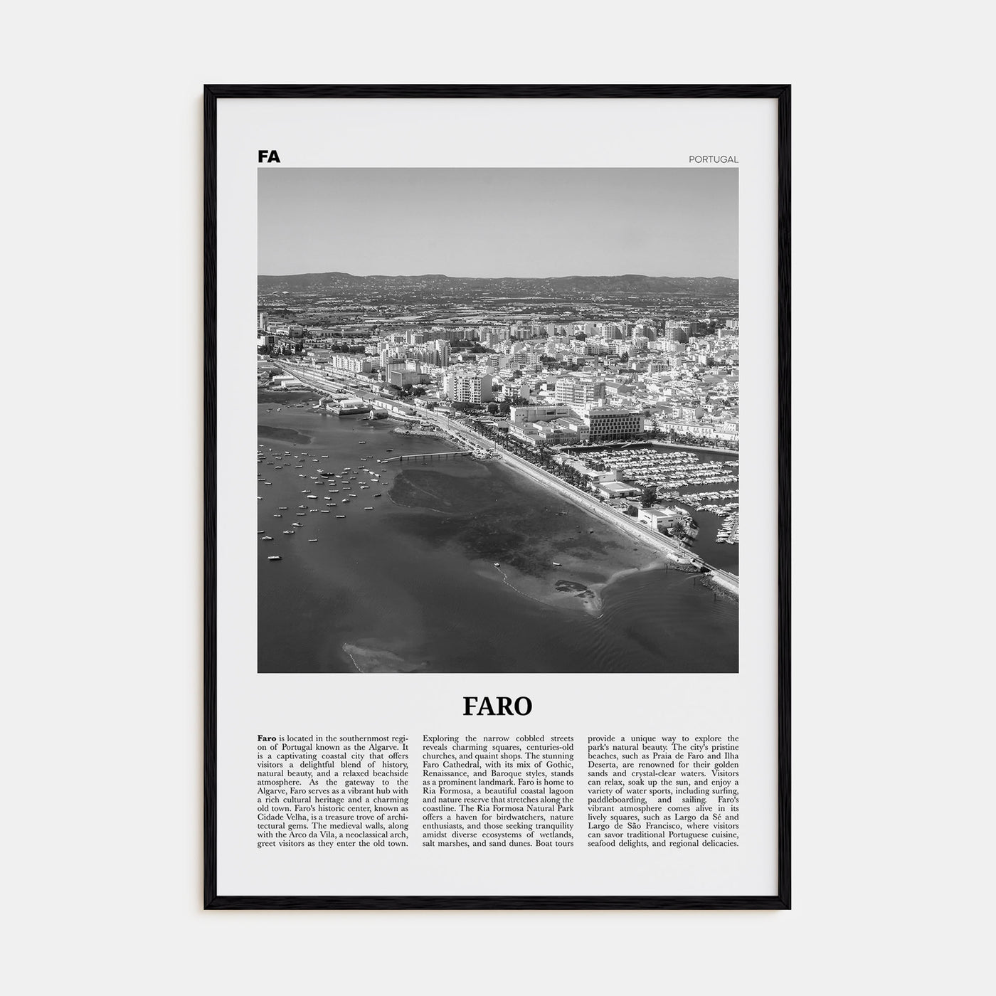 Faro Travel B&W Poster