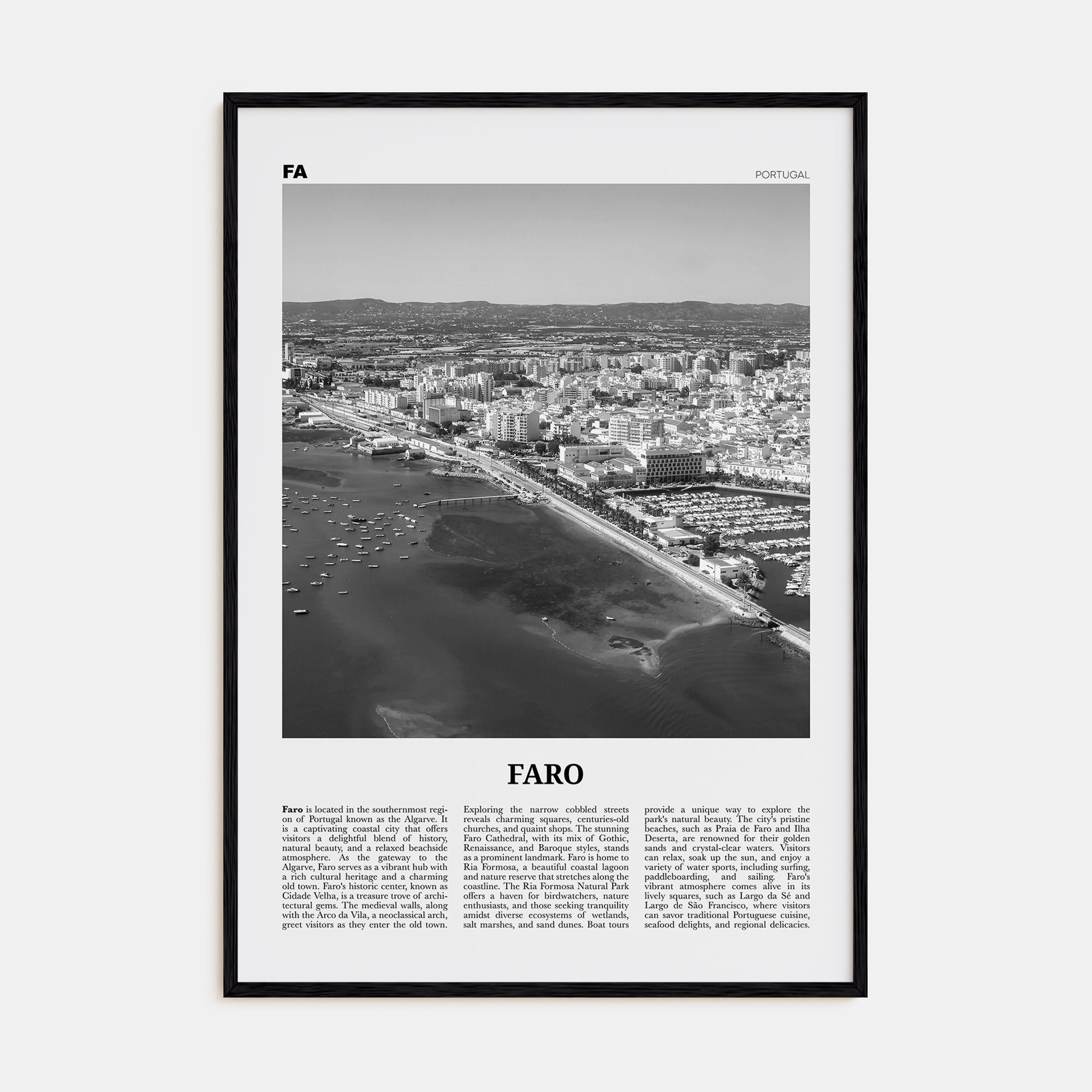 Faro Travel B&W Poster