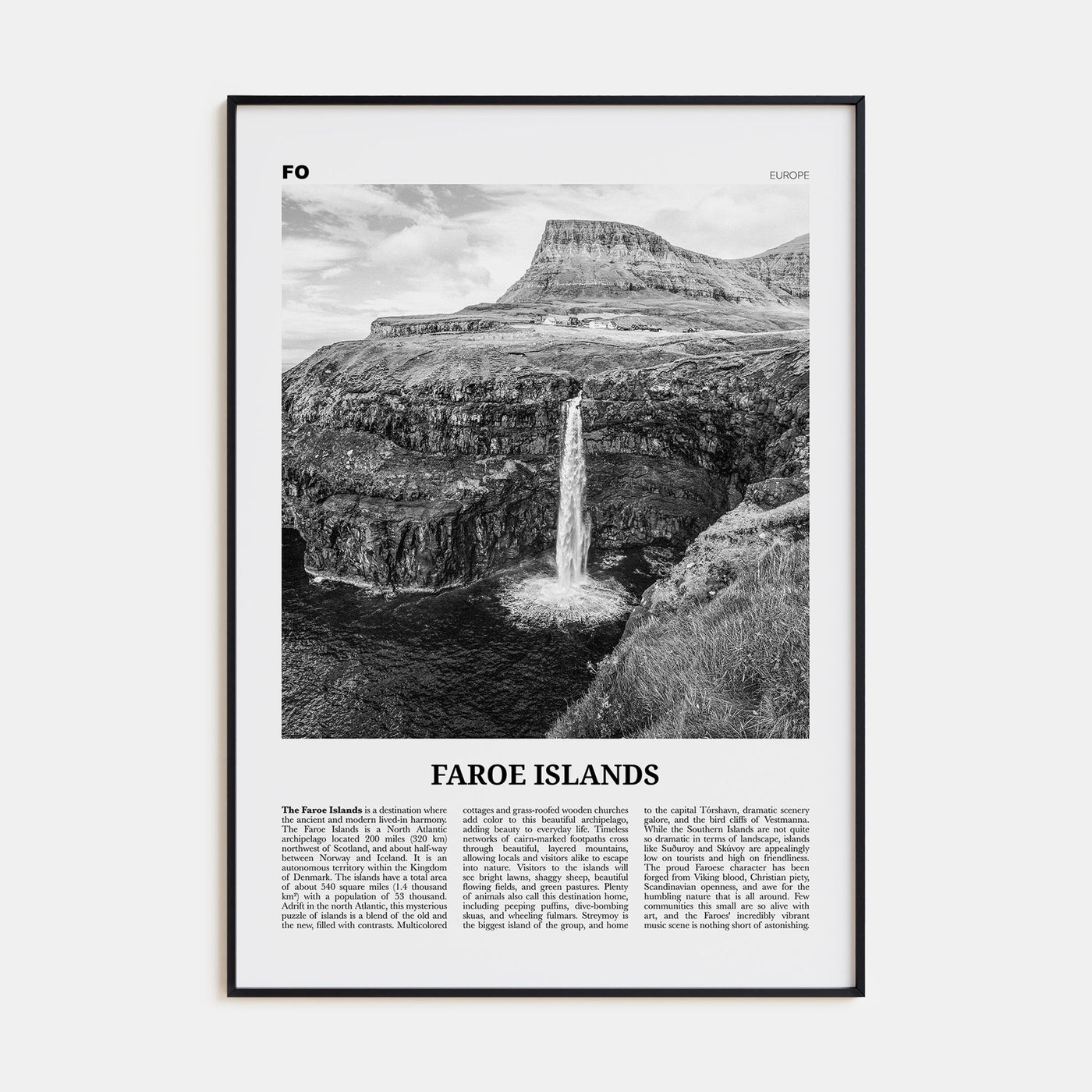 Faroe Islands Travel B&W Poster