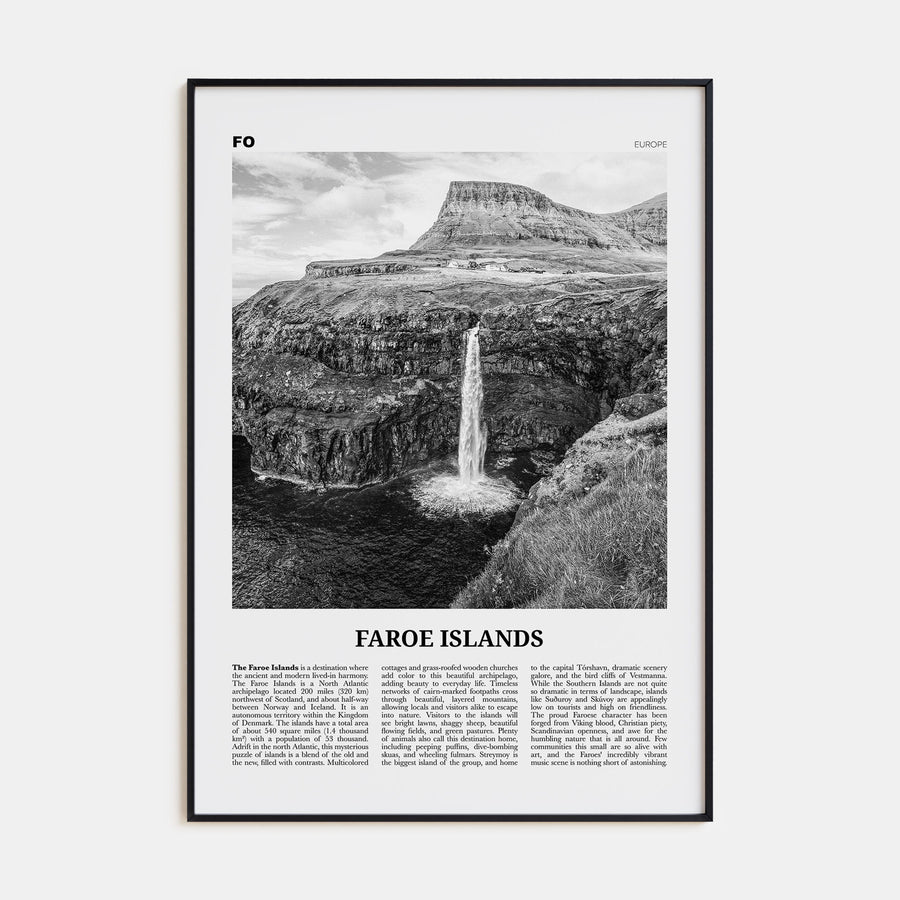 Faroe Islands Travel B&W Poster