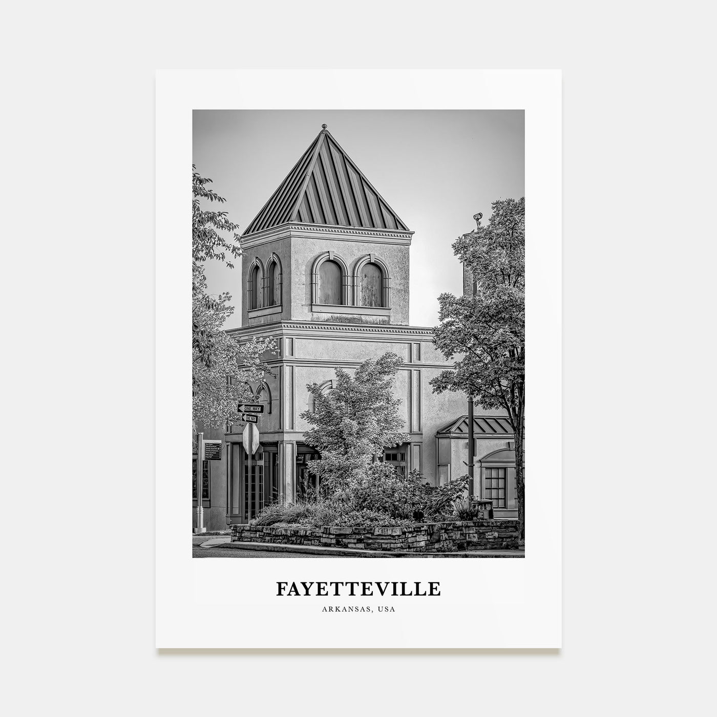 Fayetteville, Arkansas Portrait B&W Poster