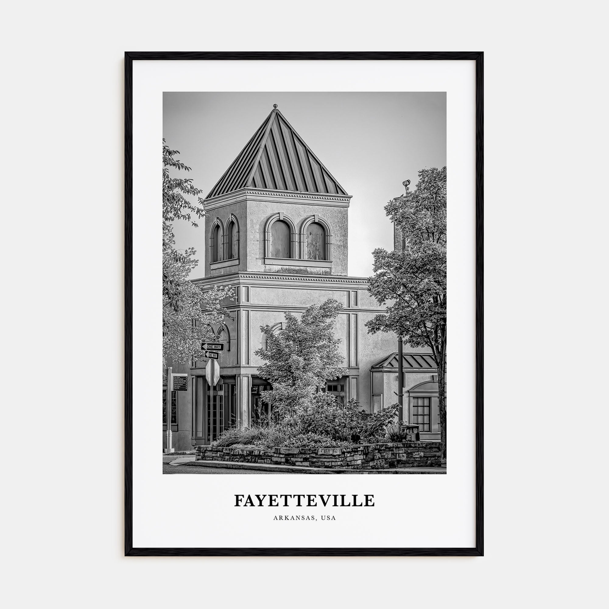 Fayetteville, Arkansas Portrait B&W Poster