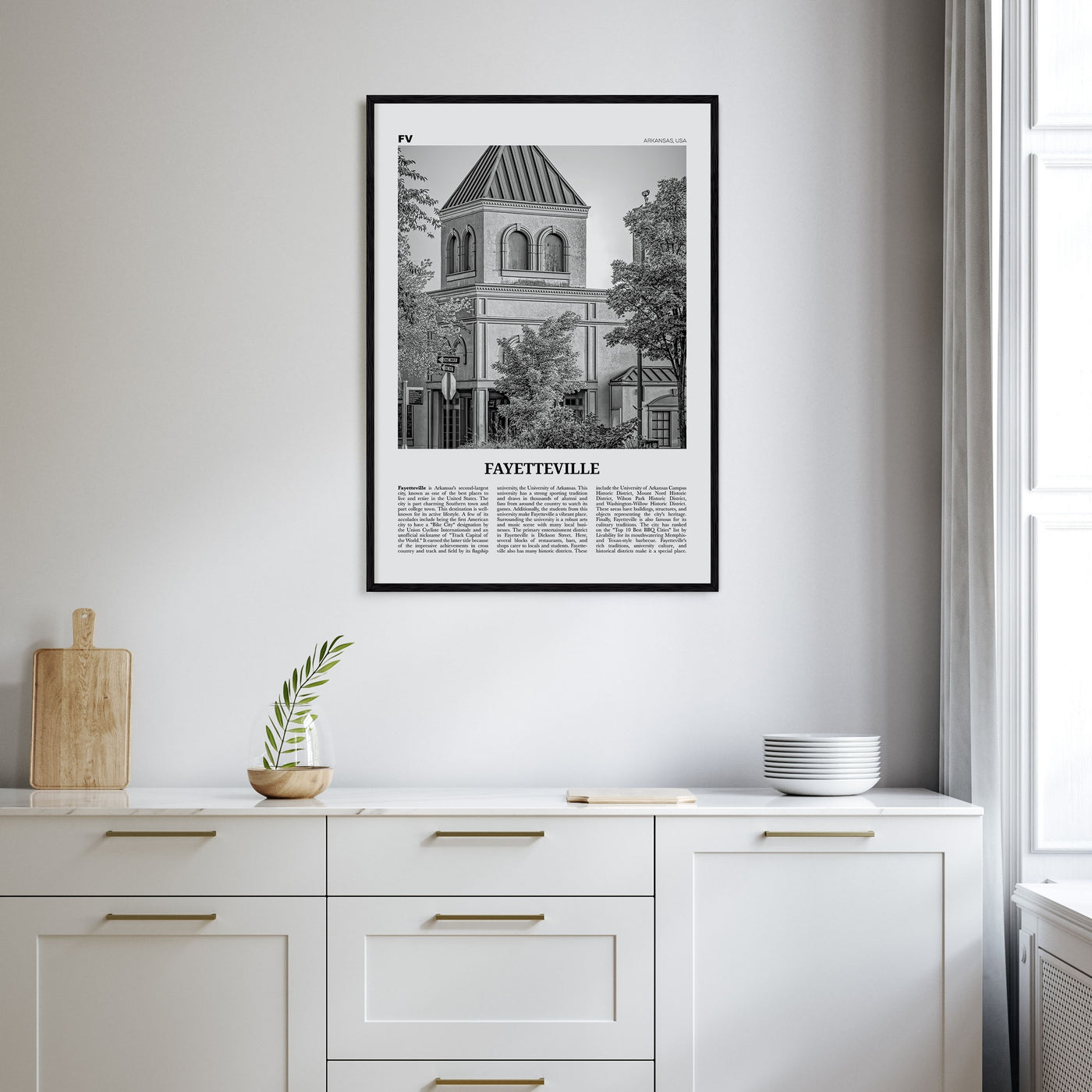 Fayetteville, Arkansas Travel B&W Poster