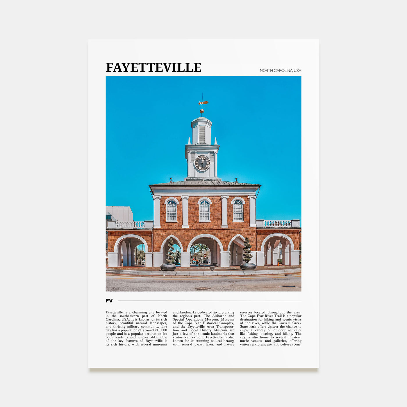 Fayetteville, North Carolina Travel Color Poster