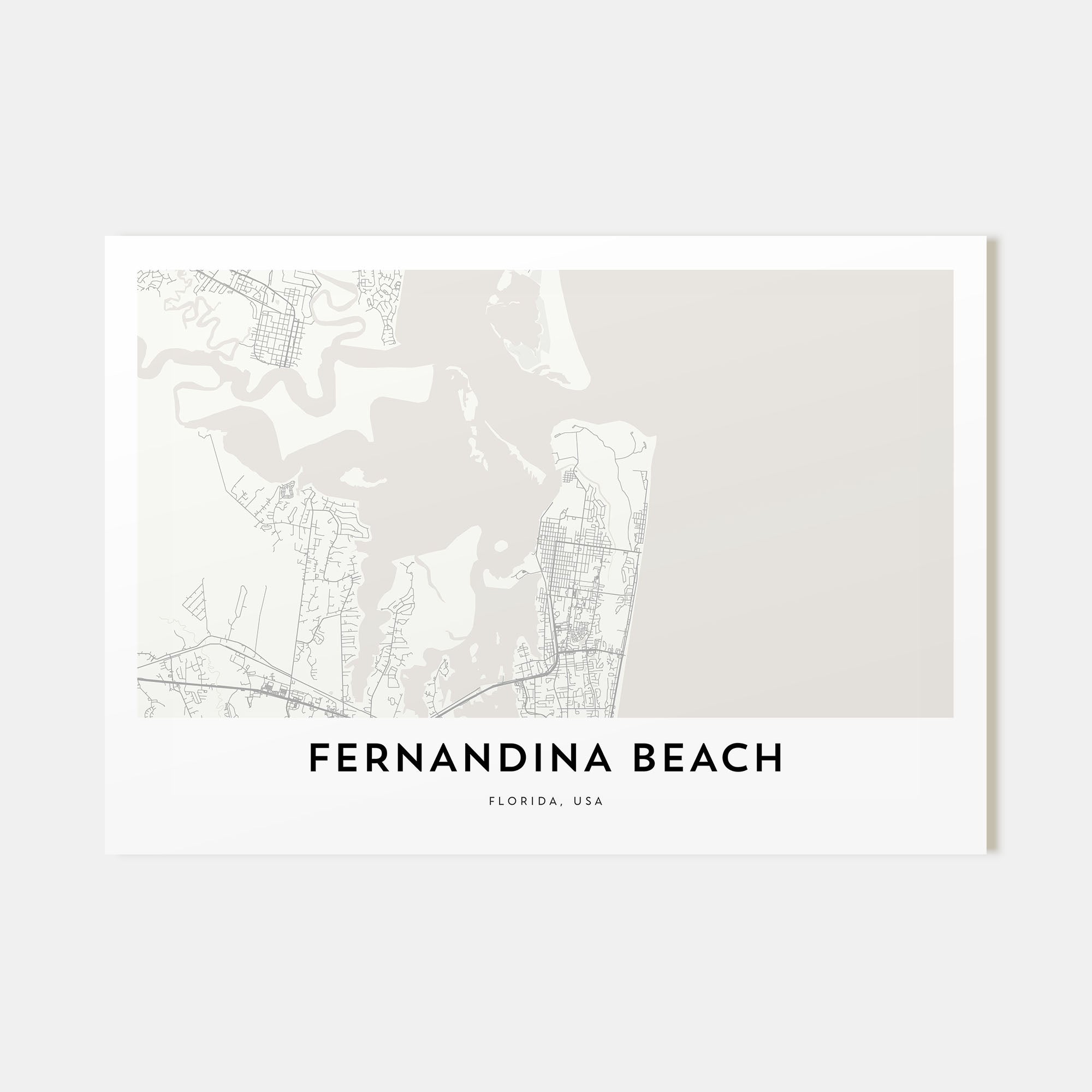 Fernandina Beach Map Landscape Poster