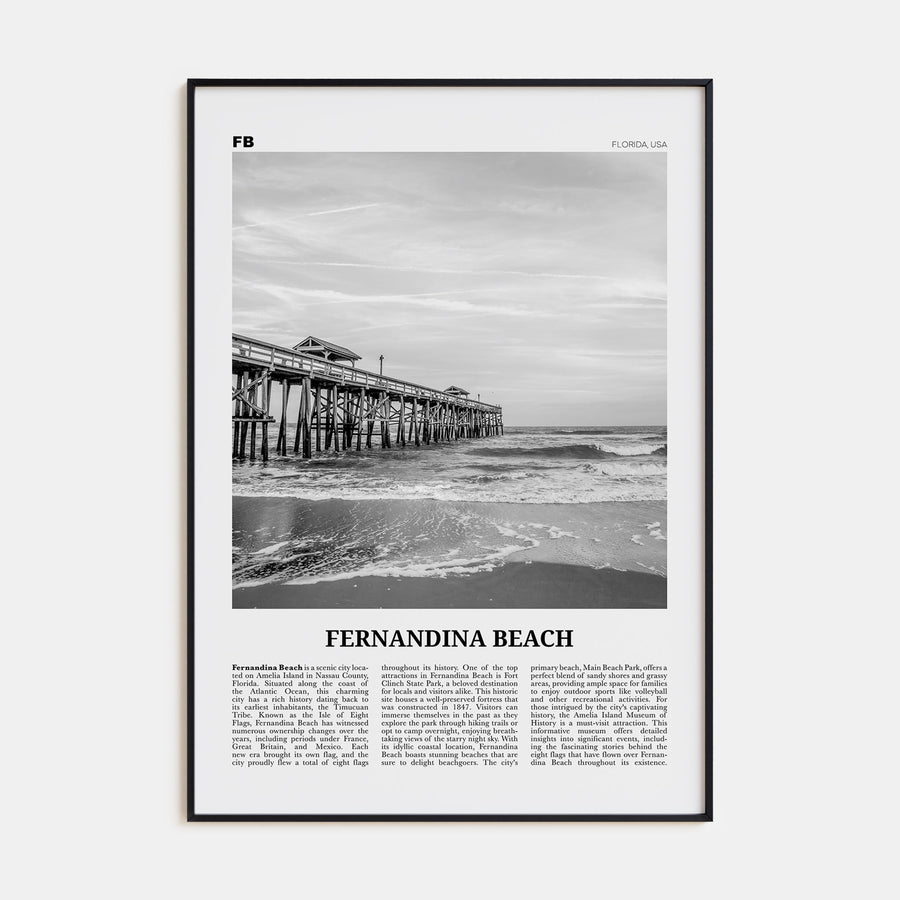 Fernandina Beach Travel B&W Poster