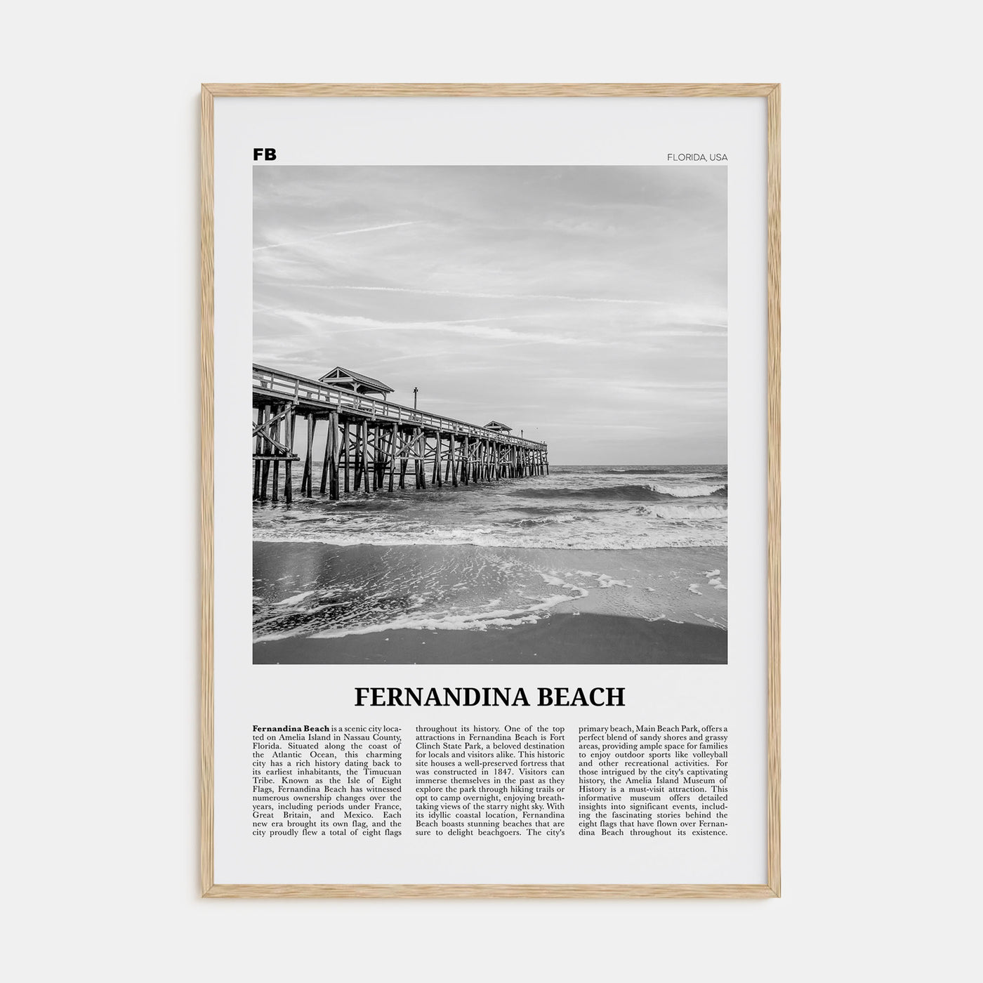 Fernandina Beach Travel B&W Poster