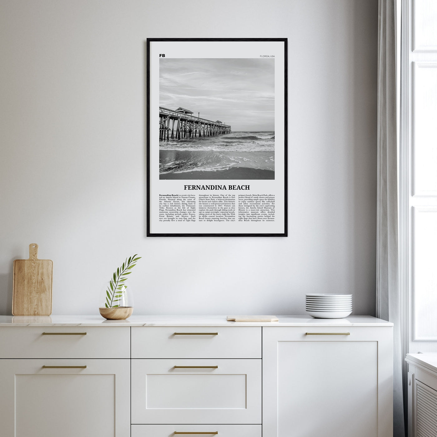 Fernandina Beach Travel B&W Poster
