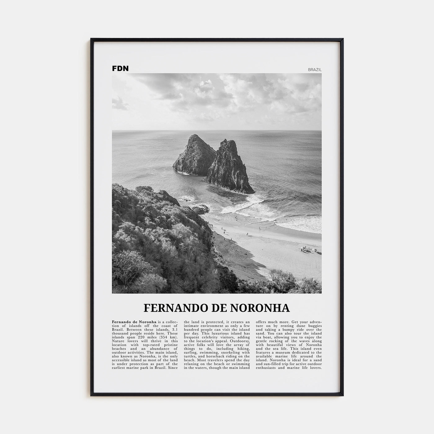 Fernando de Noronha Travel B&W Poster