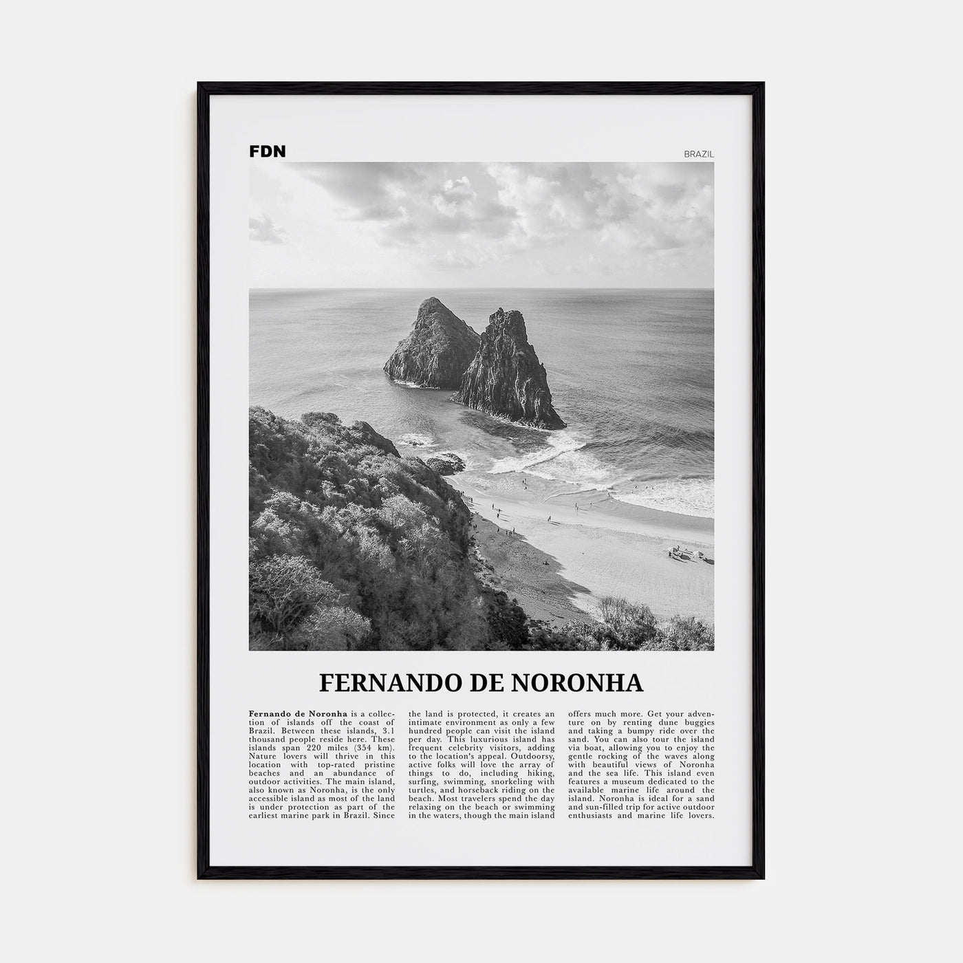 Fernando de Noronha Travel B&W Poster