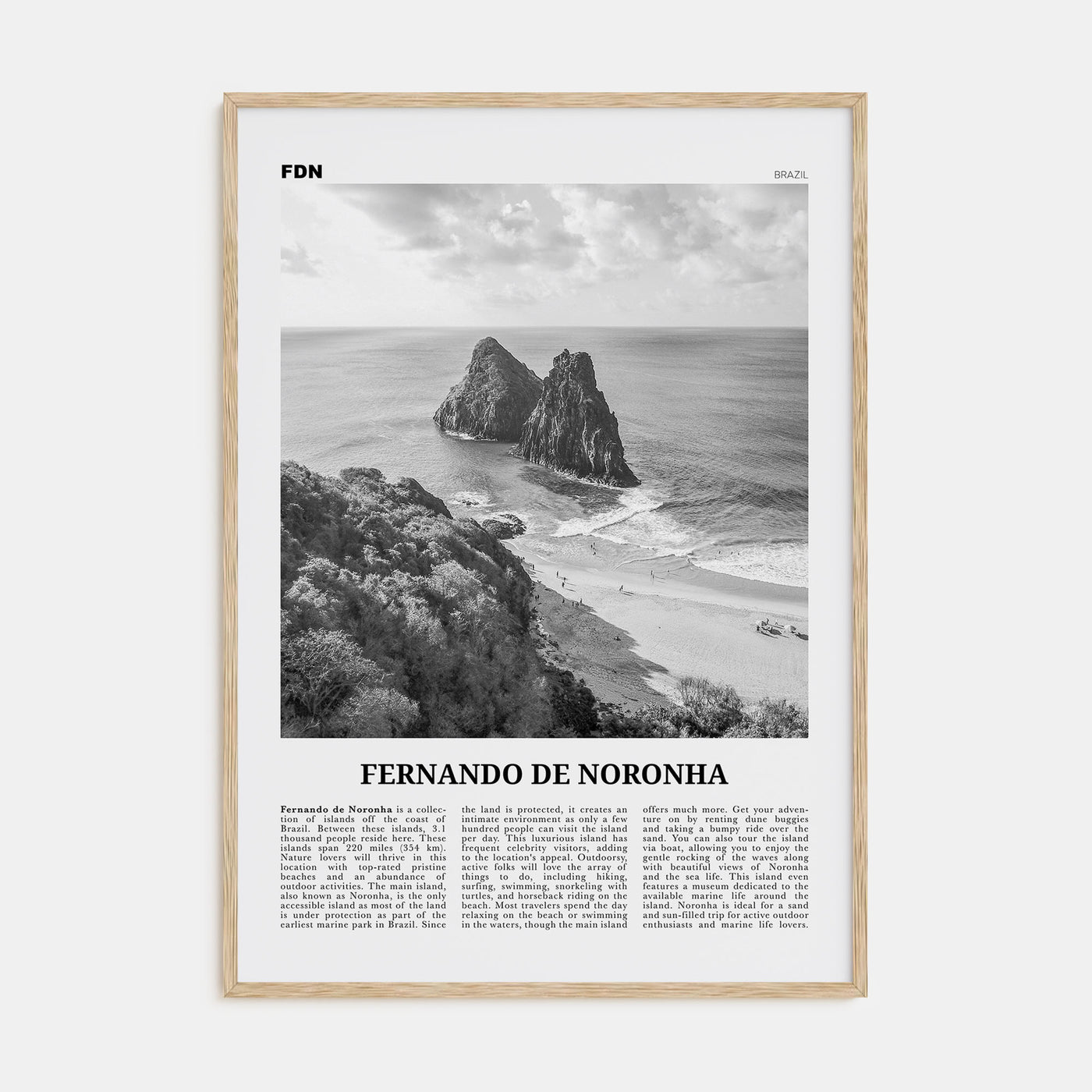 Fernando de Noronha Travel B&W Poster