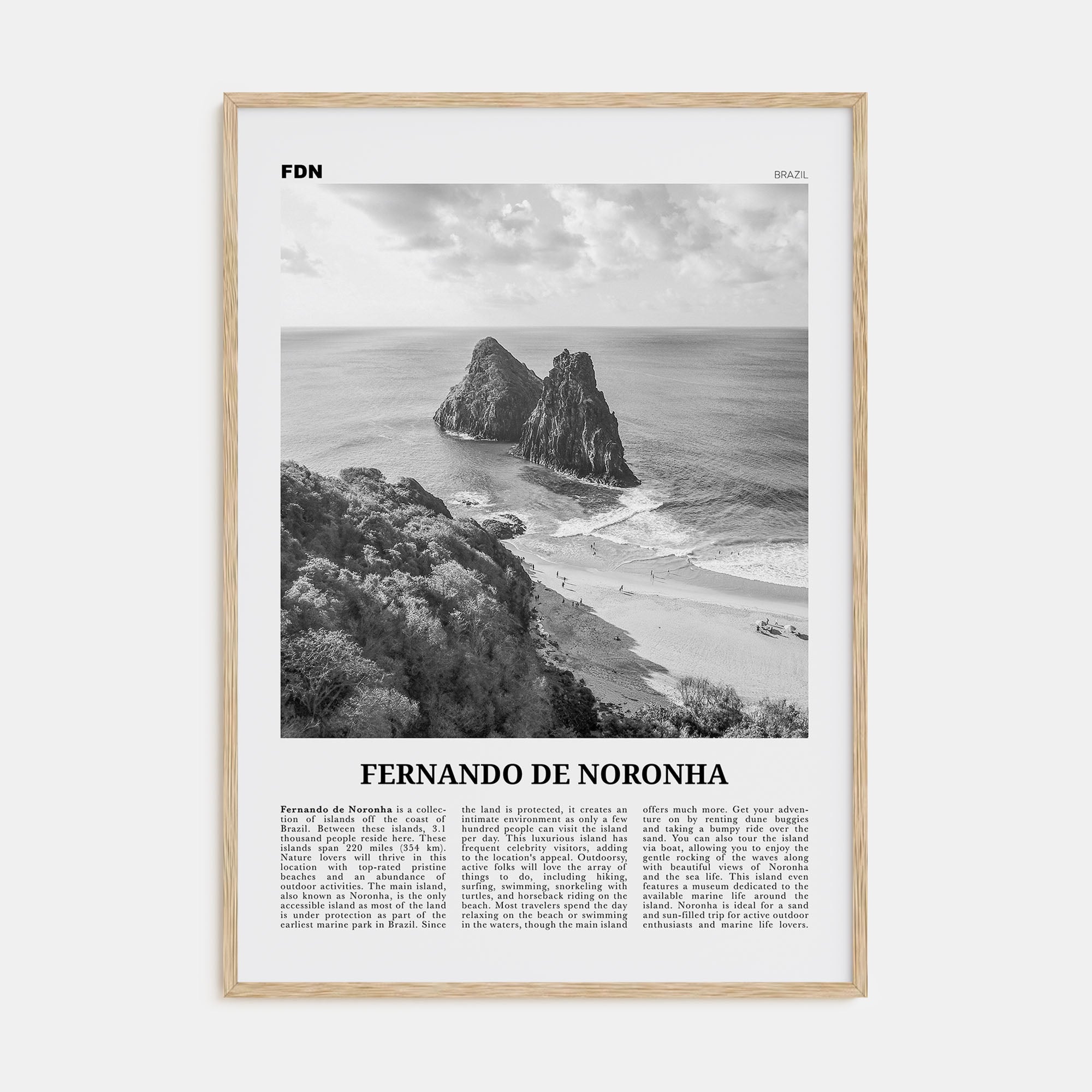 Fernando de Noronha Travel B&W Poster