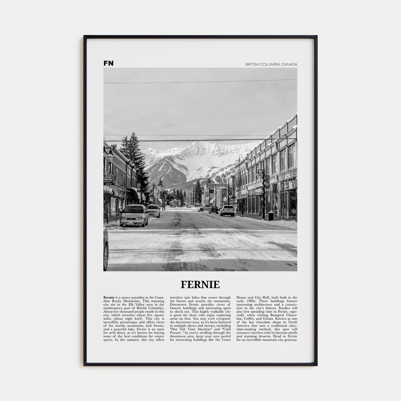 Fernie Travel B&W Poster