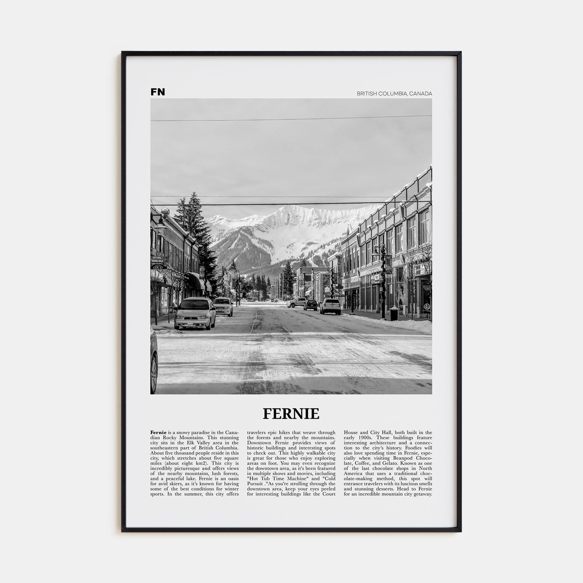 Fernie Travel B&W Poster