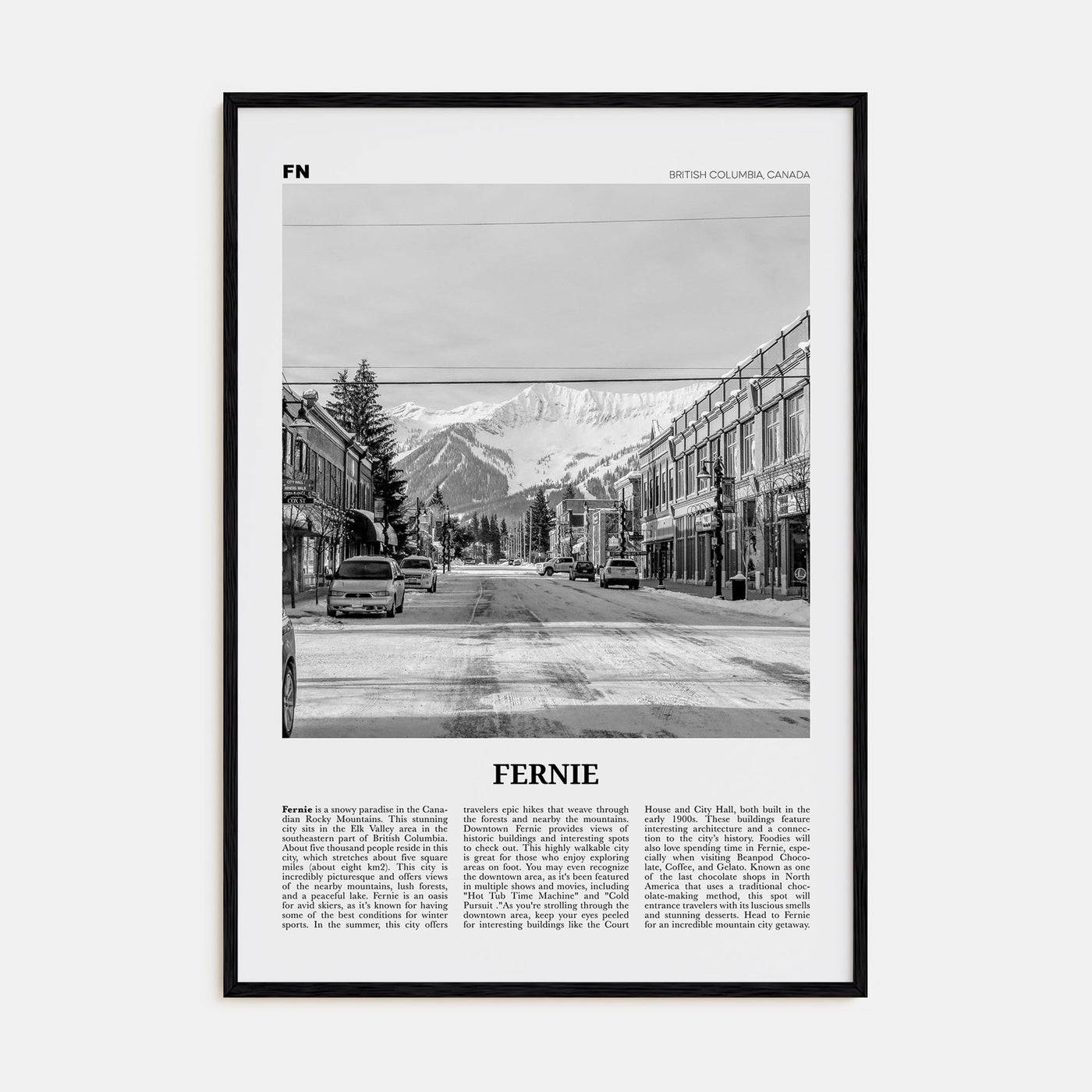 Fernie Travel B&W Poster