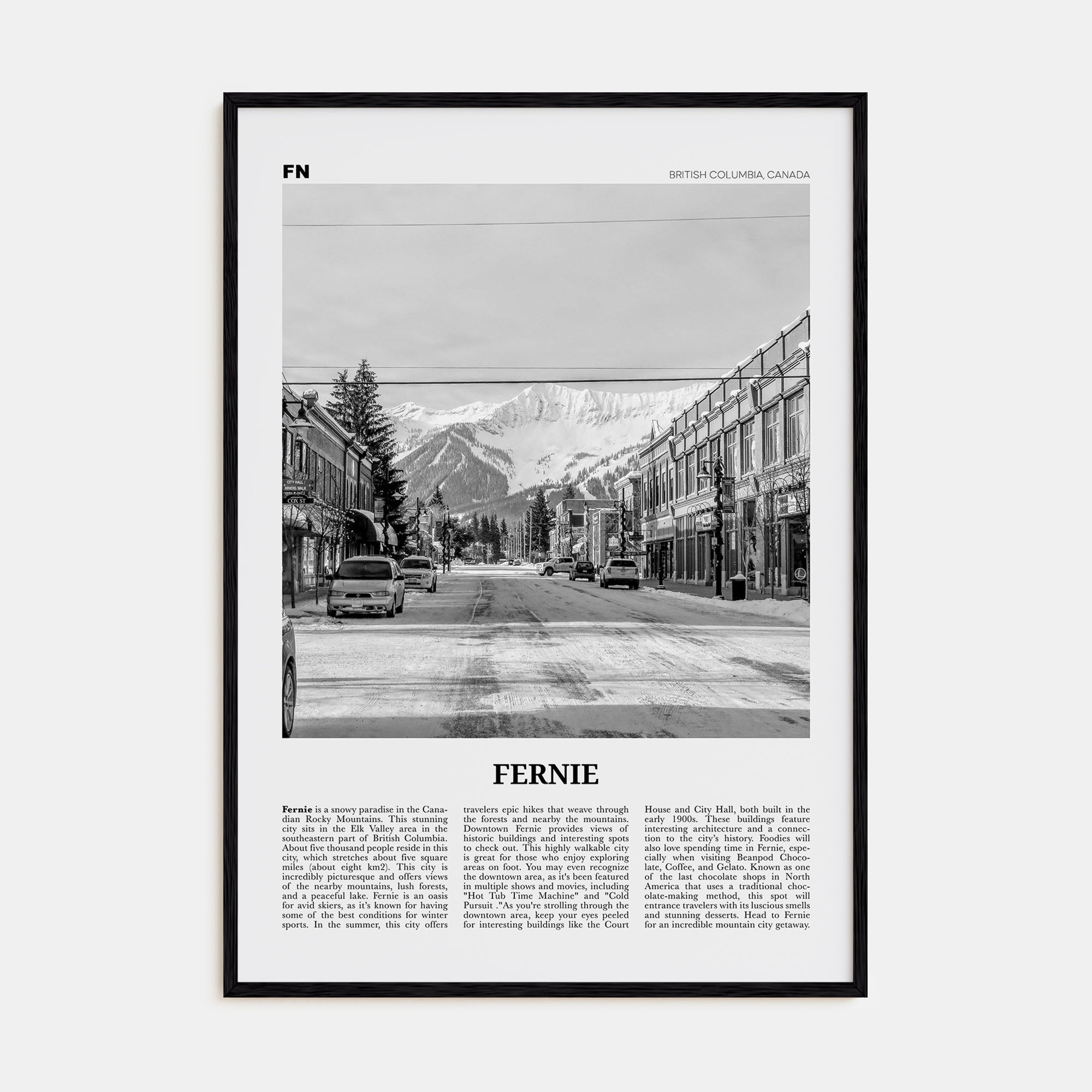 Fernie Travel B&W Poster