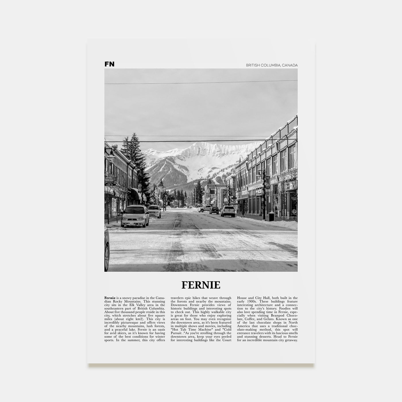Fernie Travel B&W Poster