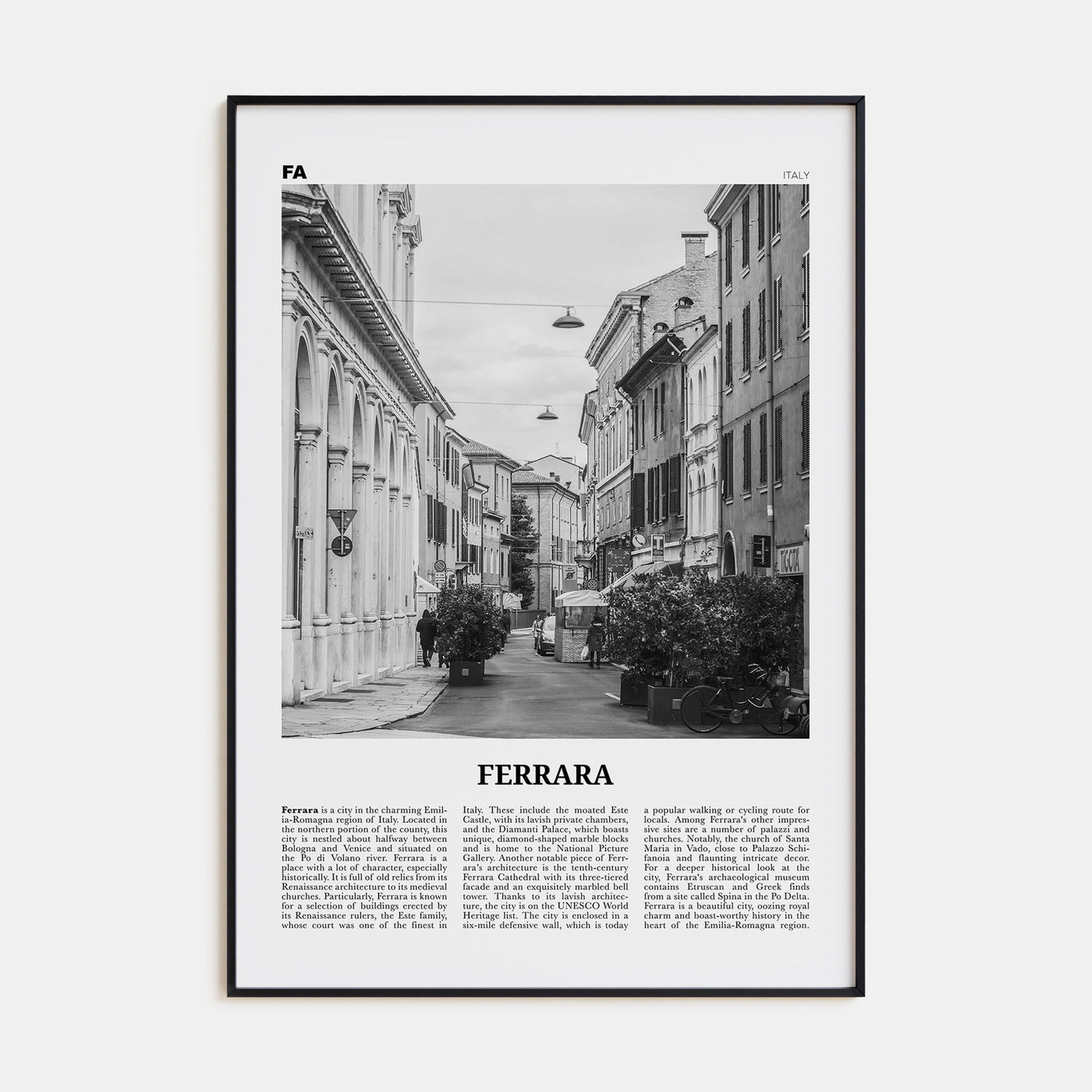 Ferrara Travel B&W Poster