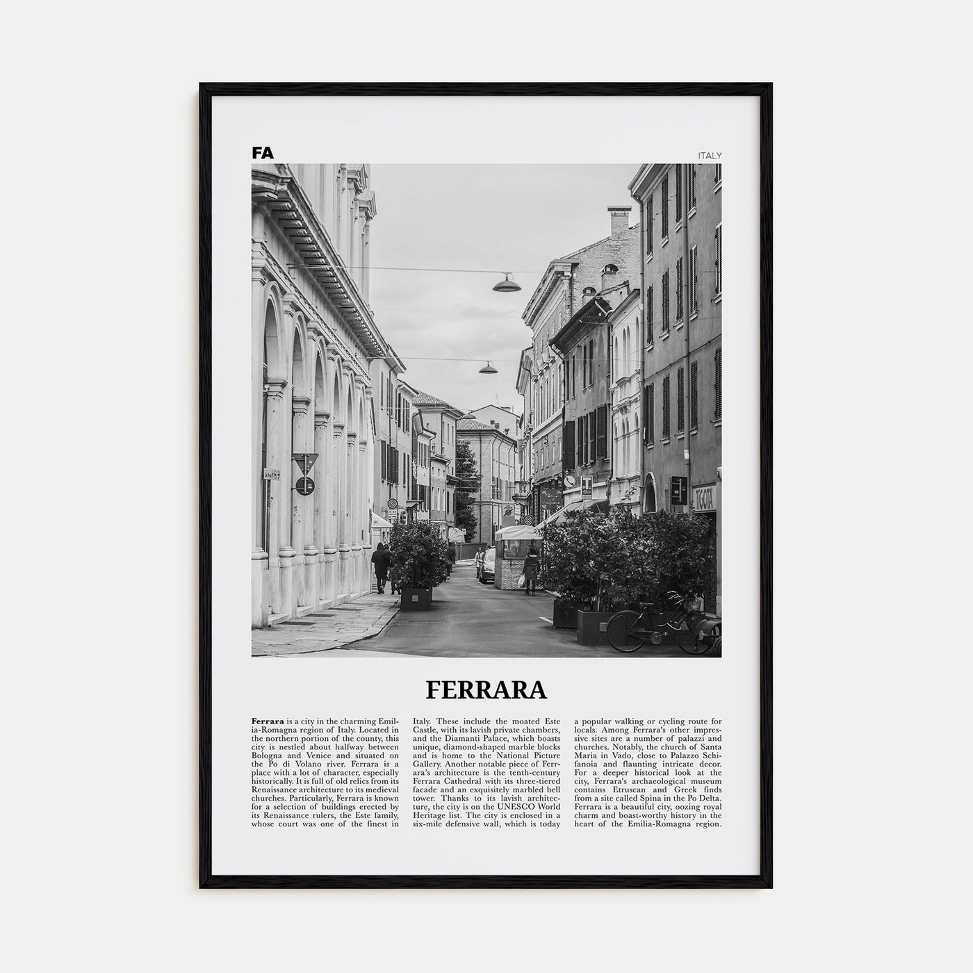 Ferrara Travel B&W Poster