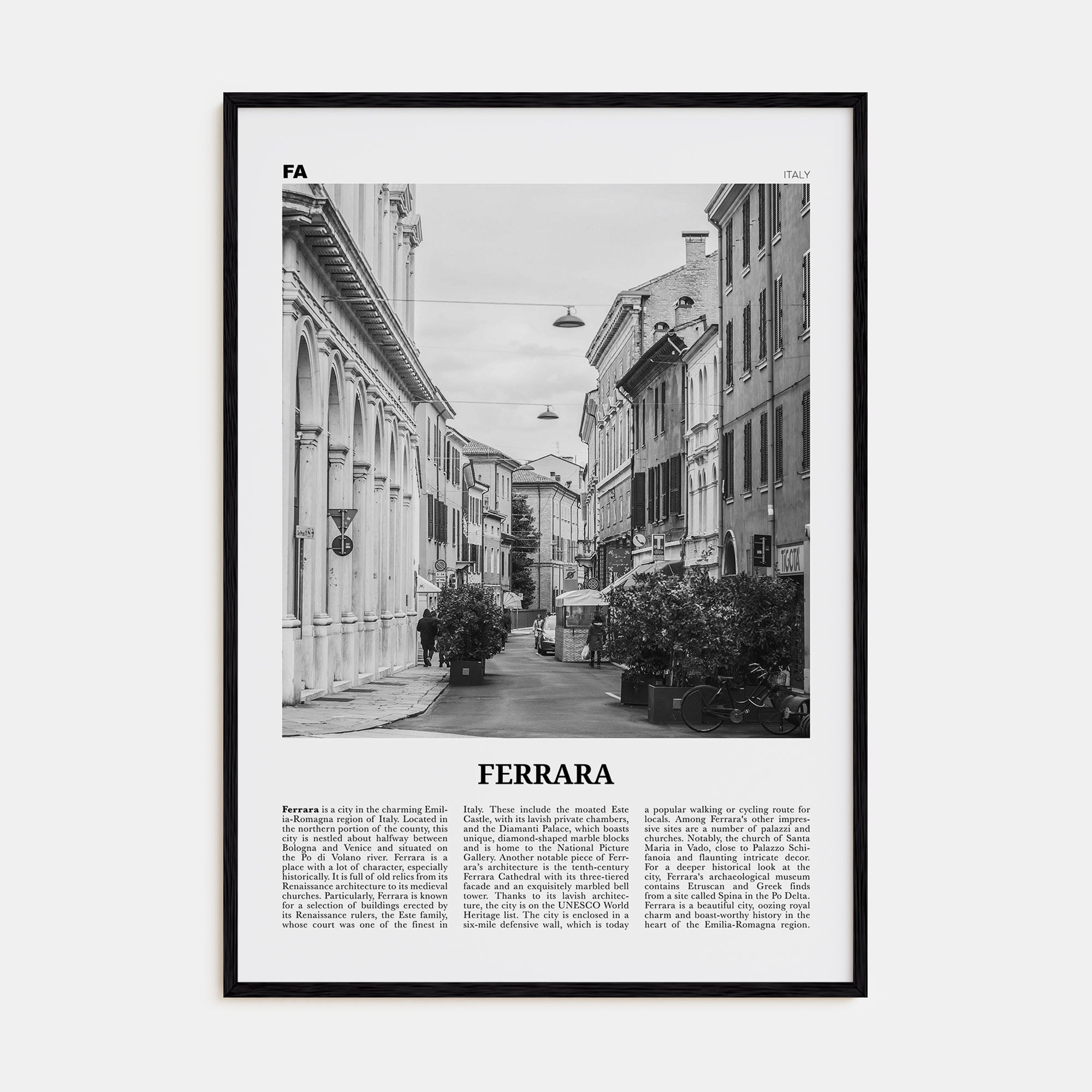 Ferrara Travel B&W Poster