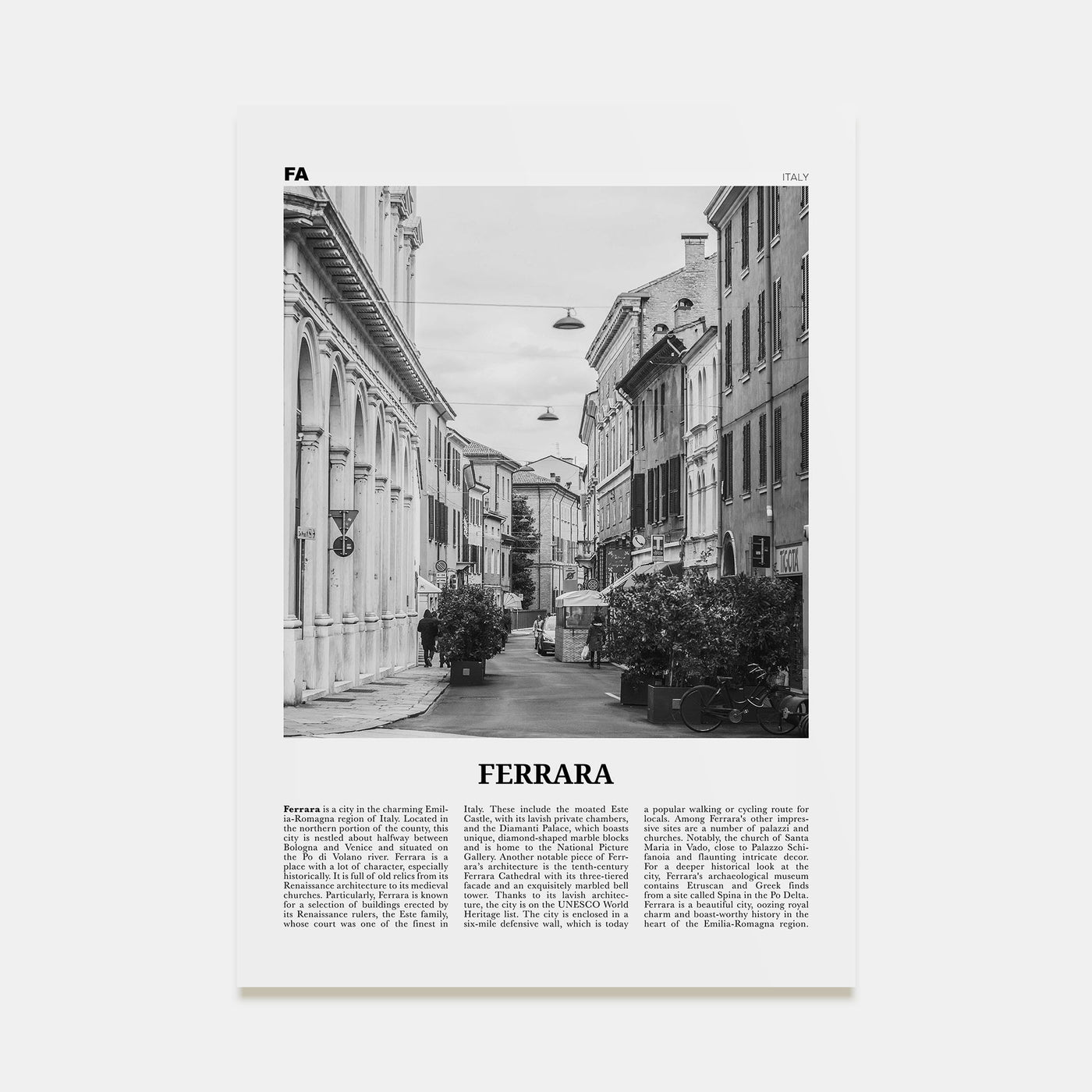 Ferrara Travel B&W Poster