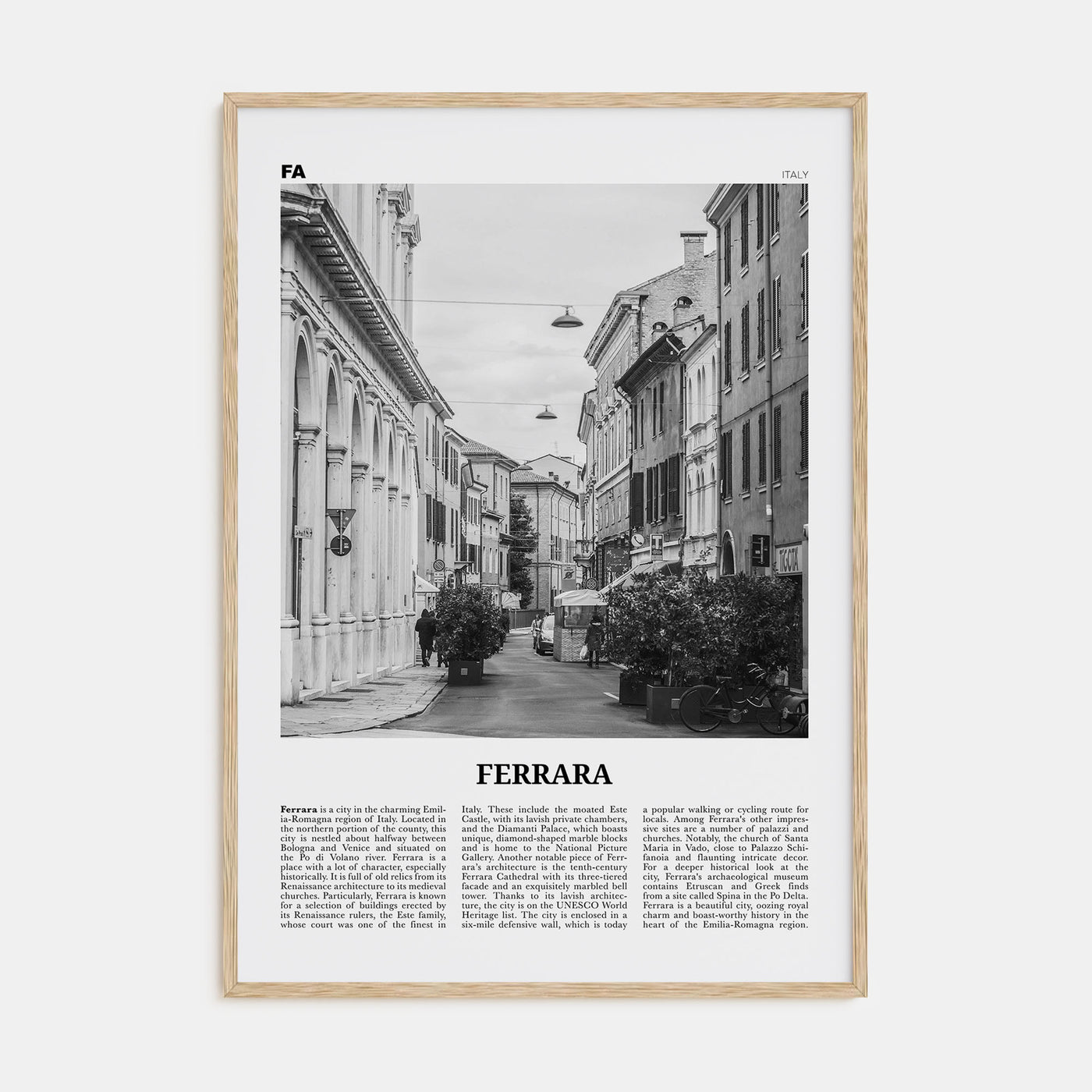 Ferrara Travel B&W Poster