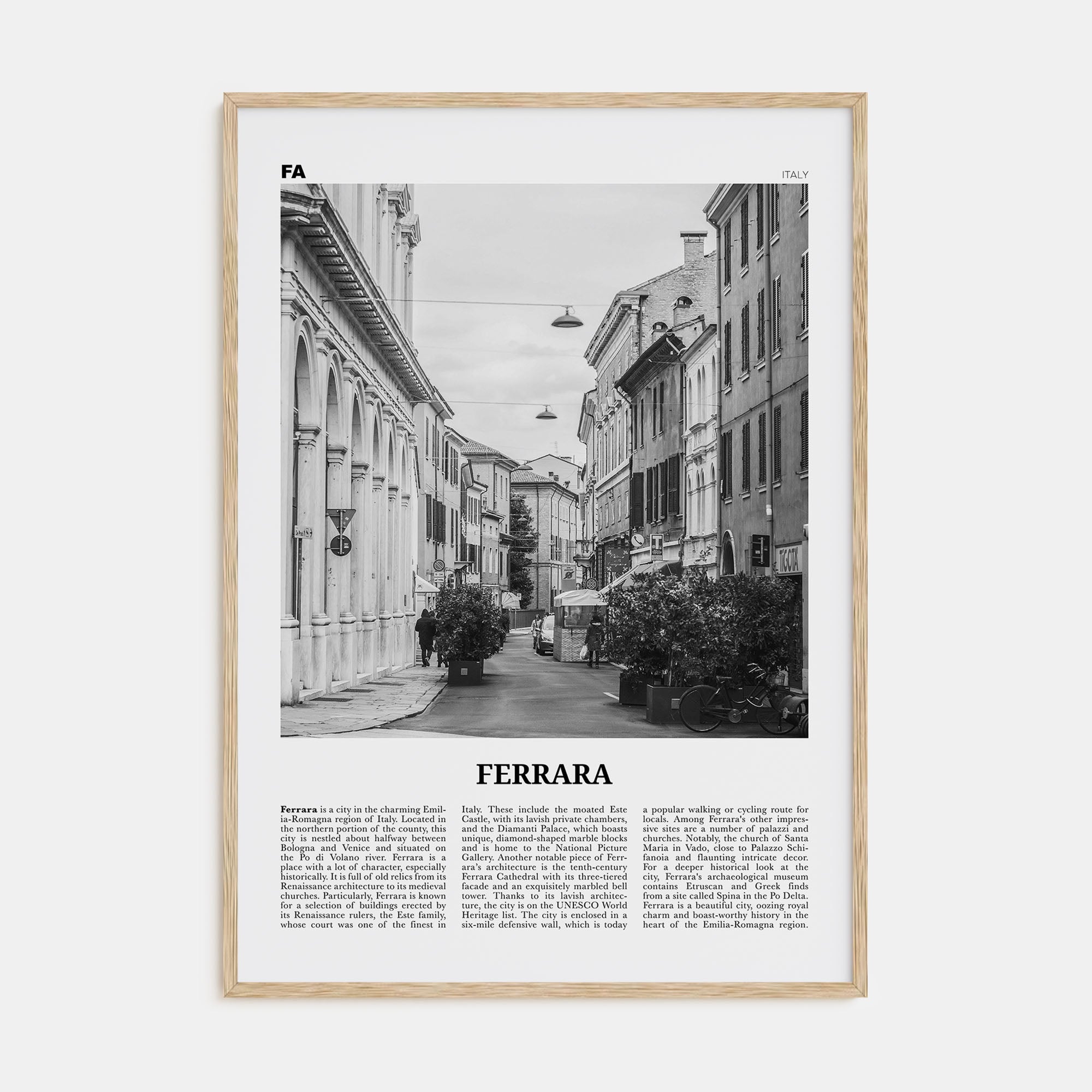 Ferrara Travel B&W Poster